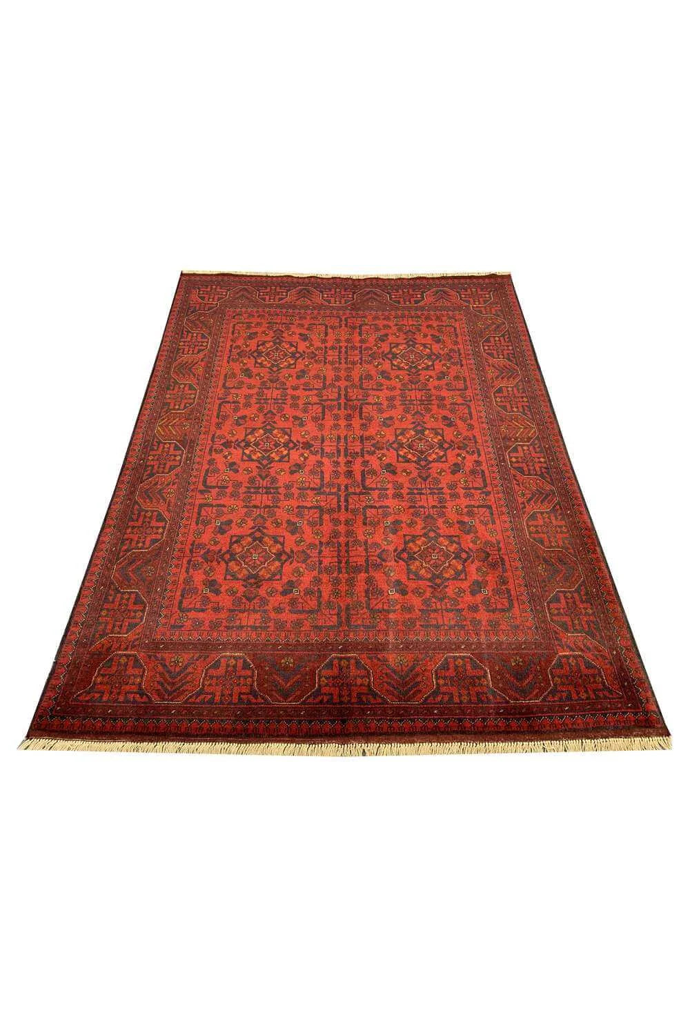 Fine Quality Hand Knotted Afghan Khal Muhammadi Wool Area Rug 6.7 x 4.11 Ft
