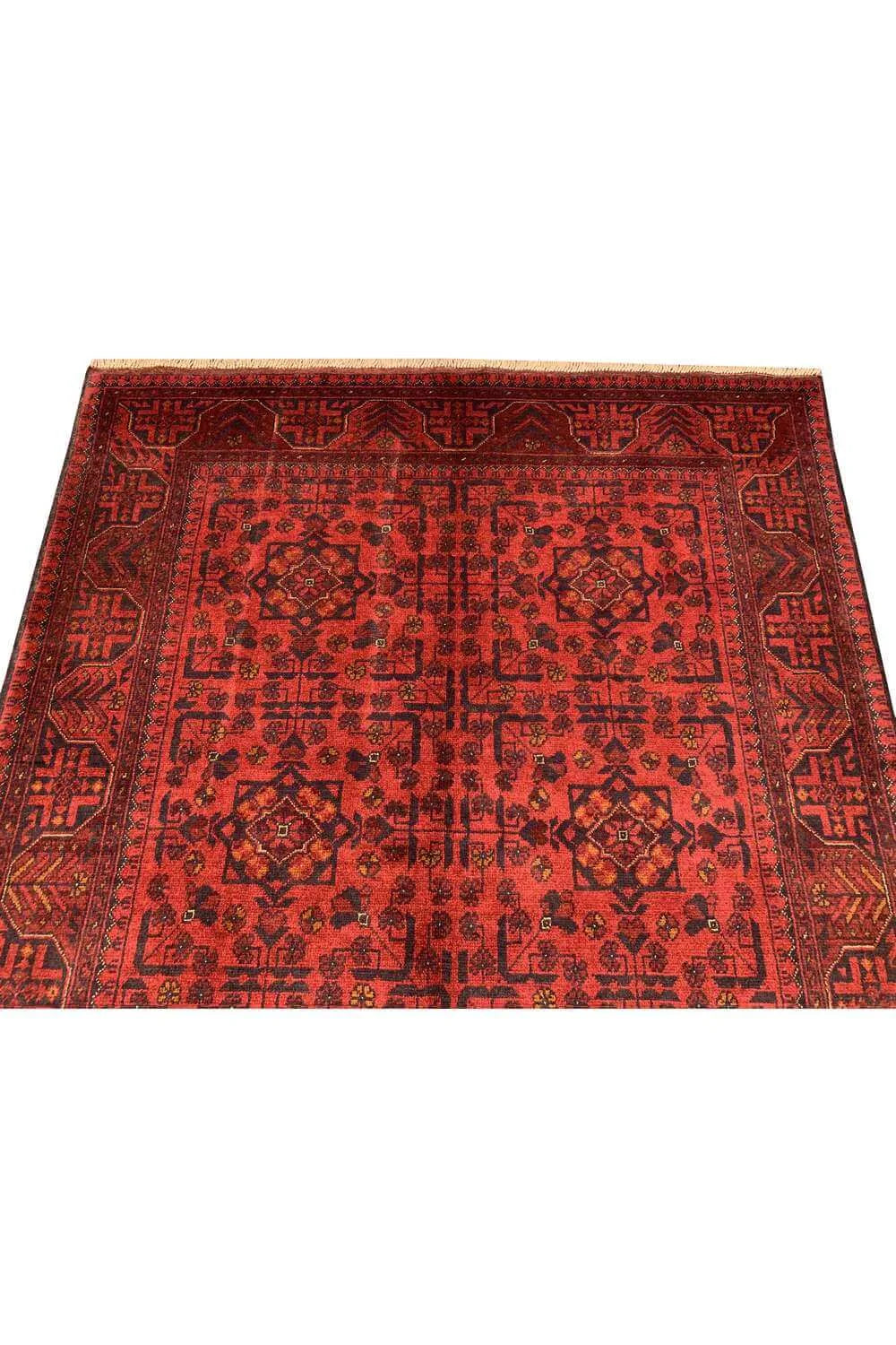 Fine Quality Hand Knotted Afghan Khal Muhammadi Wool Area Rug 6.7 x 4.11 Ft