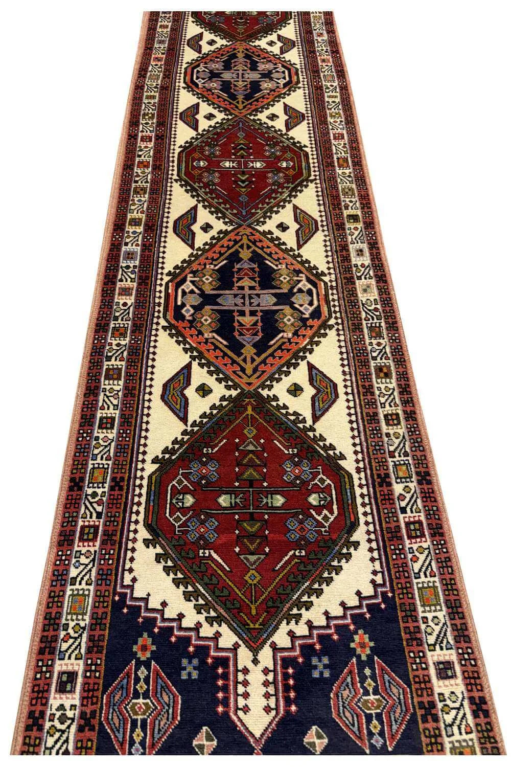 Amazing Hand Knotted Vintage Baghtiyaar Wool Area Runner Rug 9.6 x 2.5 Ft