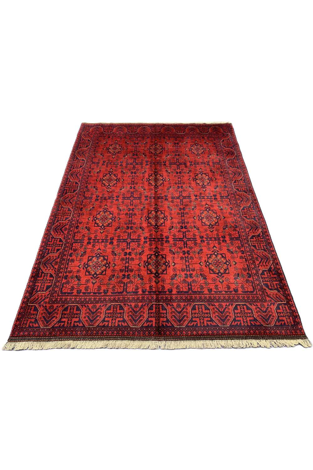 Amazing Hand Knotted Afghan Khal Muhammadi Wool Area Rug 7.9 x 5.9 Ft