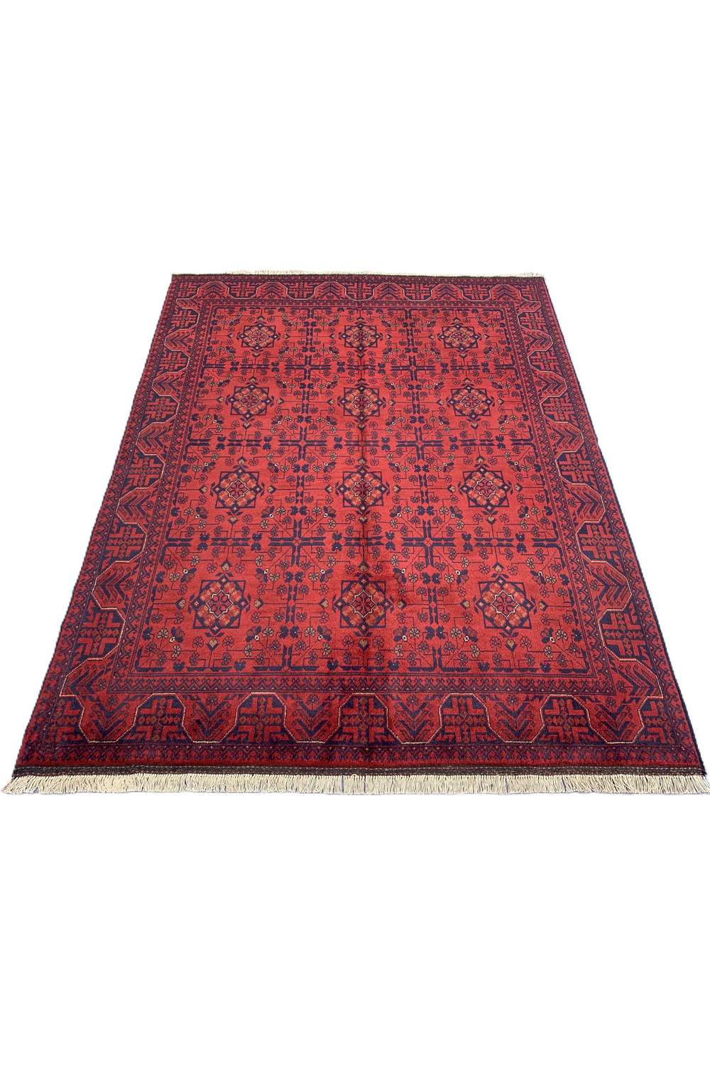Amazing Hand Knotted Afghan Khal Muhammadi Wool Area Rug 7.9 x 5.9 Ft