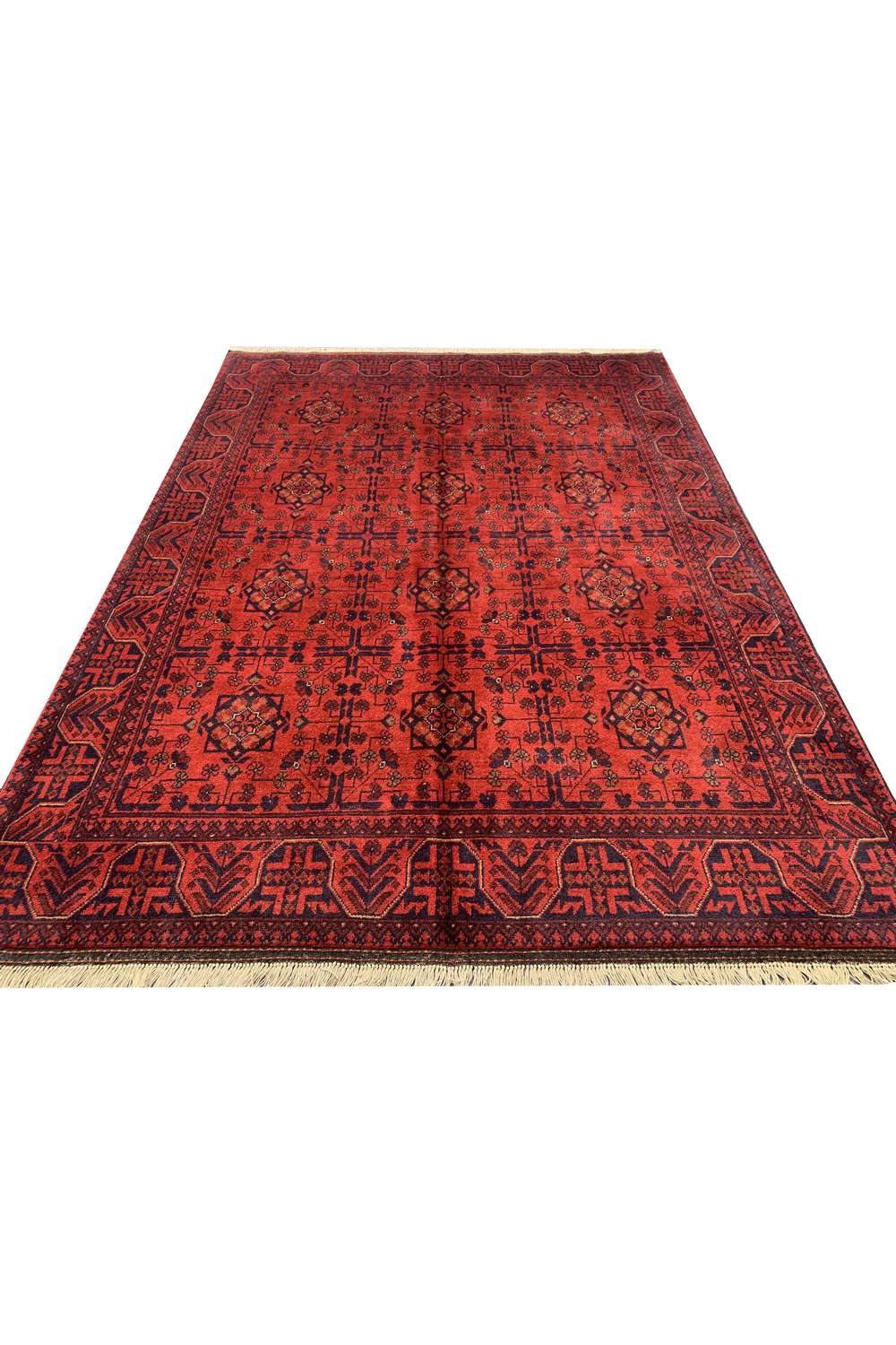 Fine Quality Hand Knotted Afghan Khal Mohammadi Wool Area Rug 7.9 x 5.9 Ft