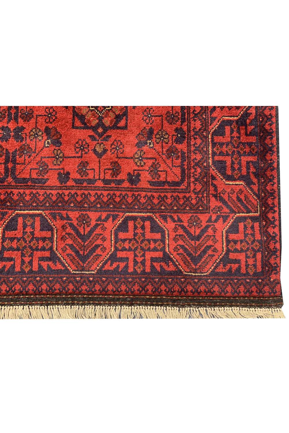 Amazing Hand Knotted Afghan Khal Muhammadi Wool Area Rug 7.9 x 5.9 Ft