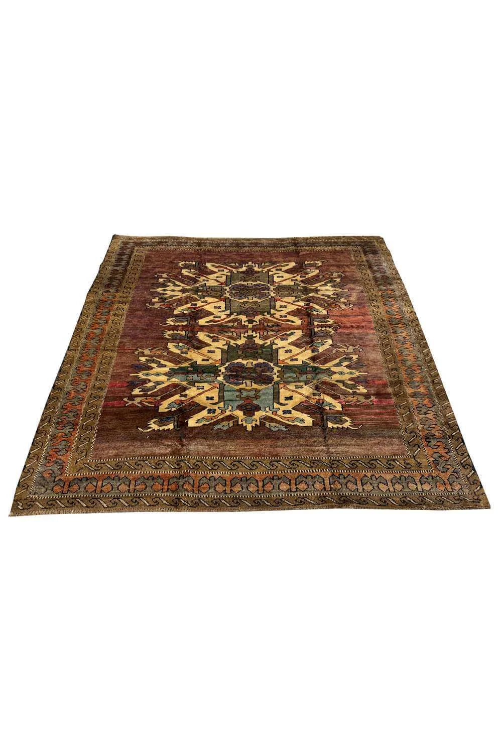 Amazing Hand Knotted Vintage Russian Kazak Wool Area Rug 6.1 x 6.0 Ft