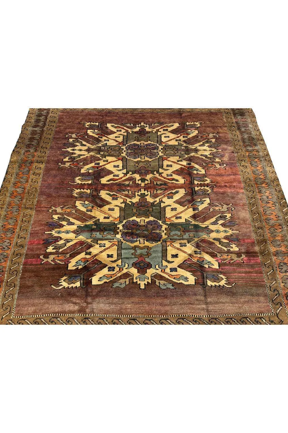 Amazing Hand Knotted Vintage Russian Kazak Wool Area Rug 6.1 x 6.0 Ft