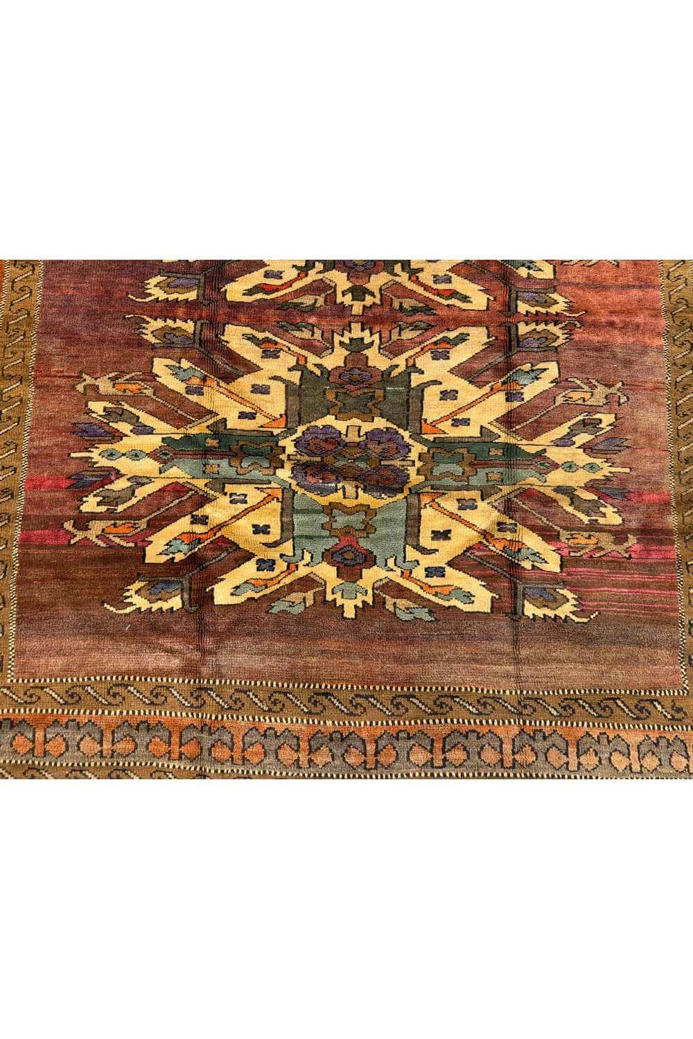 Amazing Hand Knotted Vintage Russian Kazak Wool Area Rug 6.1 x 6.0 Ft