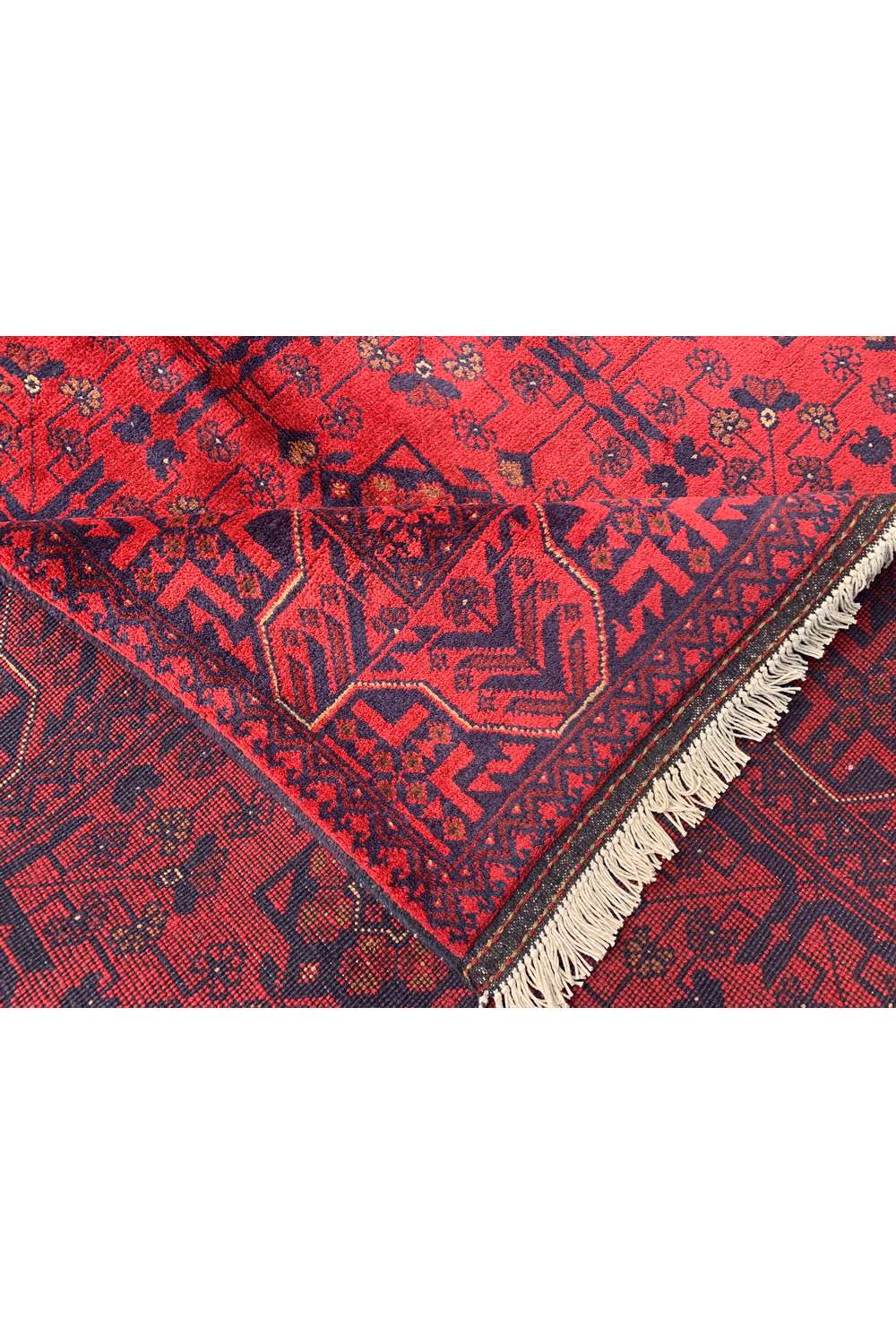 Amazing Hand Knotted Afghan Khal Muhammadi Wool Area Rug 7.9 x 5.9 Ft