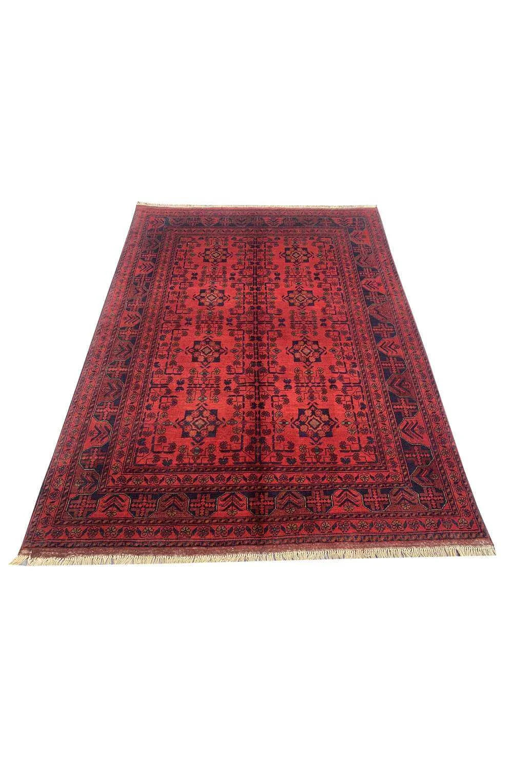 Amazing Hand Knotted Afghan Khal Muhammadi Wool Area Rug 6.7 x 4.11 Ft