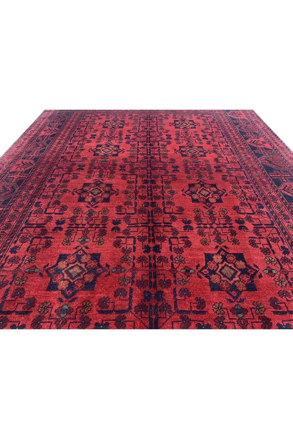 Amazing Hand Knotted Afghan Khal Muhammadi Wool Area Rug 6.7 x 4.11 Ft