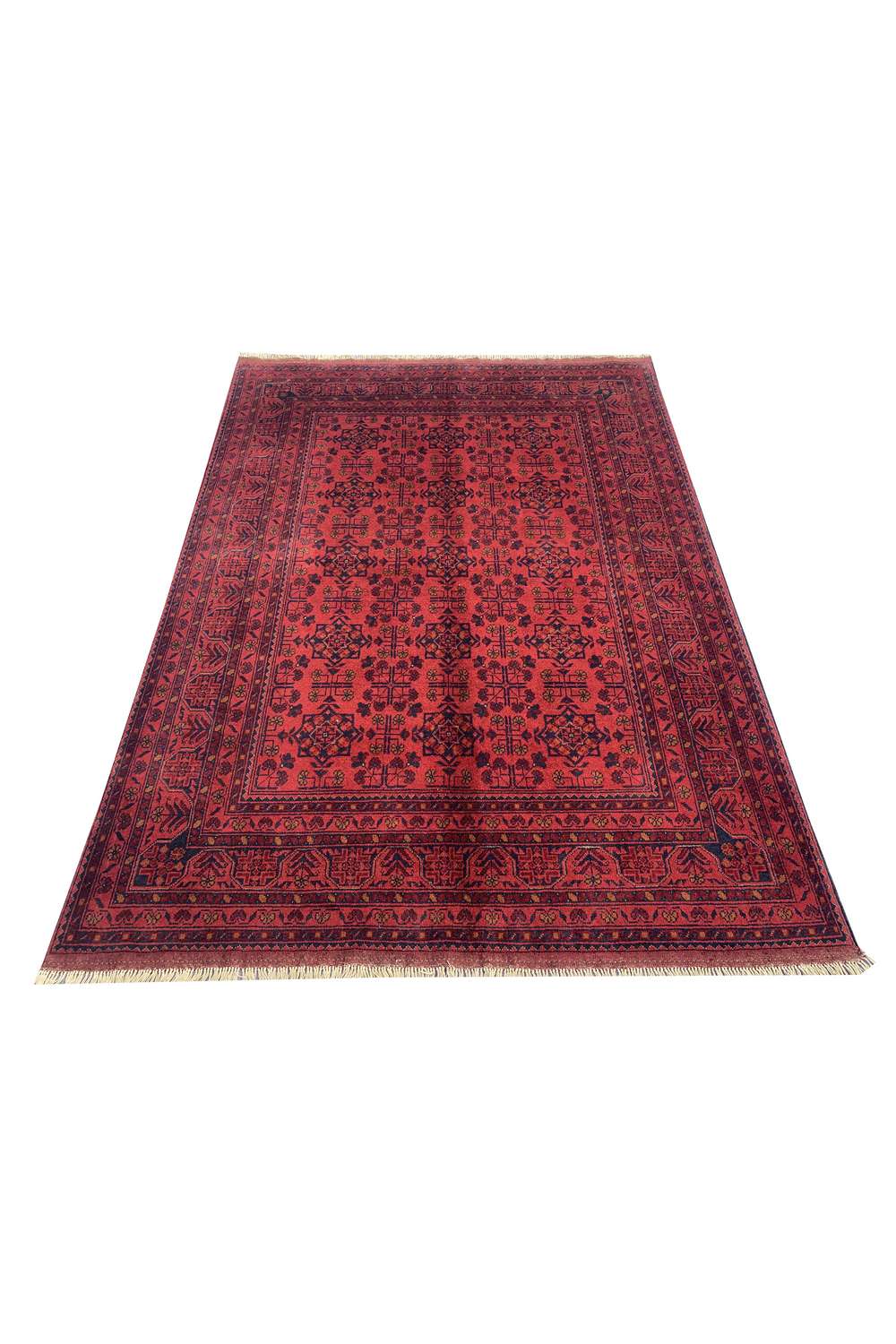 Amazing Hand Knotted Afghan Khal Muhammadi Wool Area Rug 7.7 x 5.8 Ft