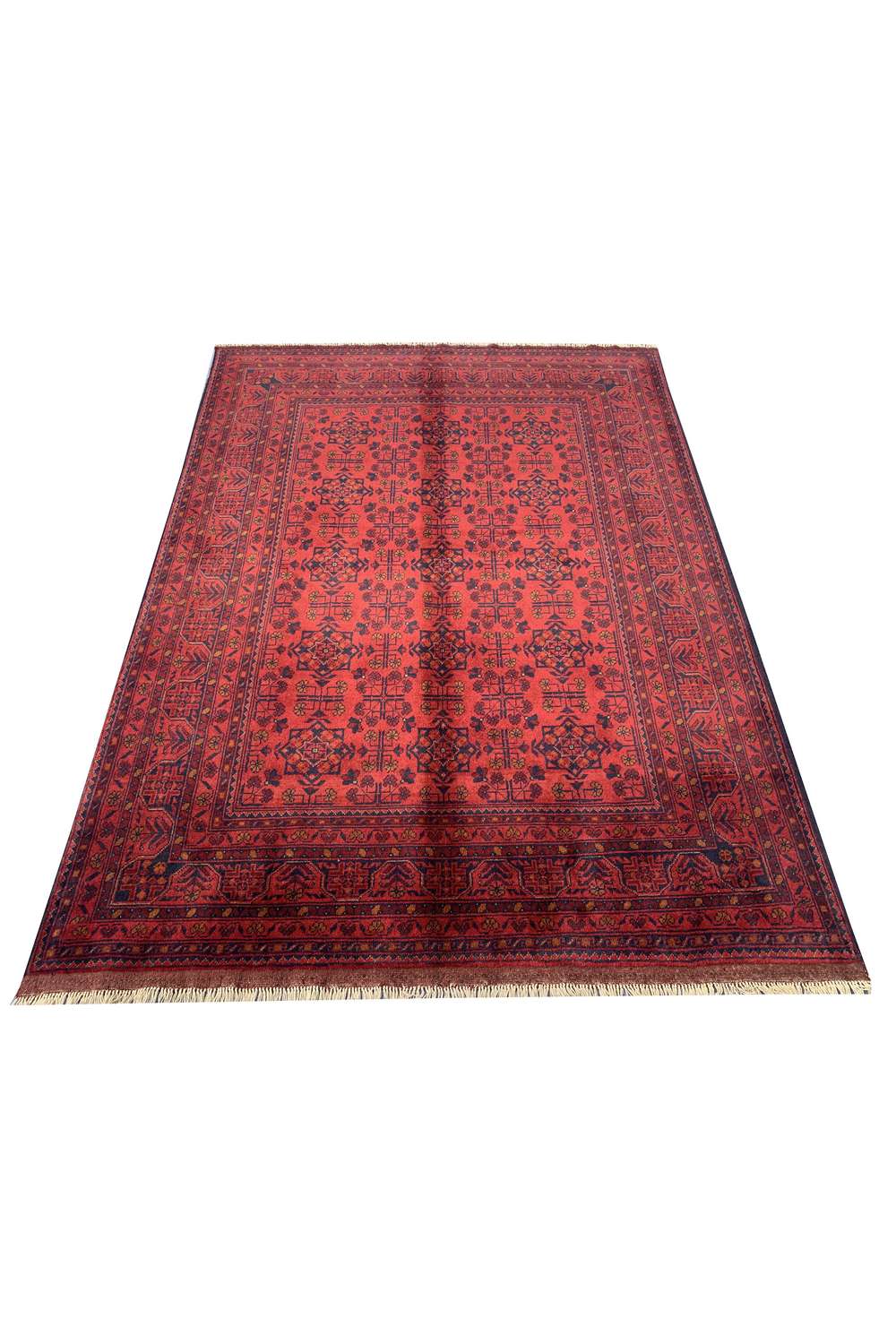 Amazing Hand Knotted Afghan Khal Muhammadi Wool Area Rug 7.7 x 5.8 Ft
