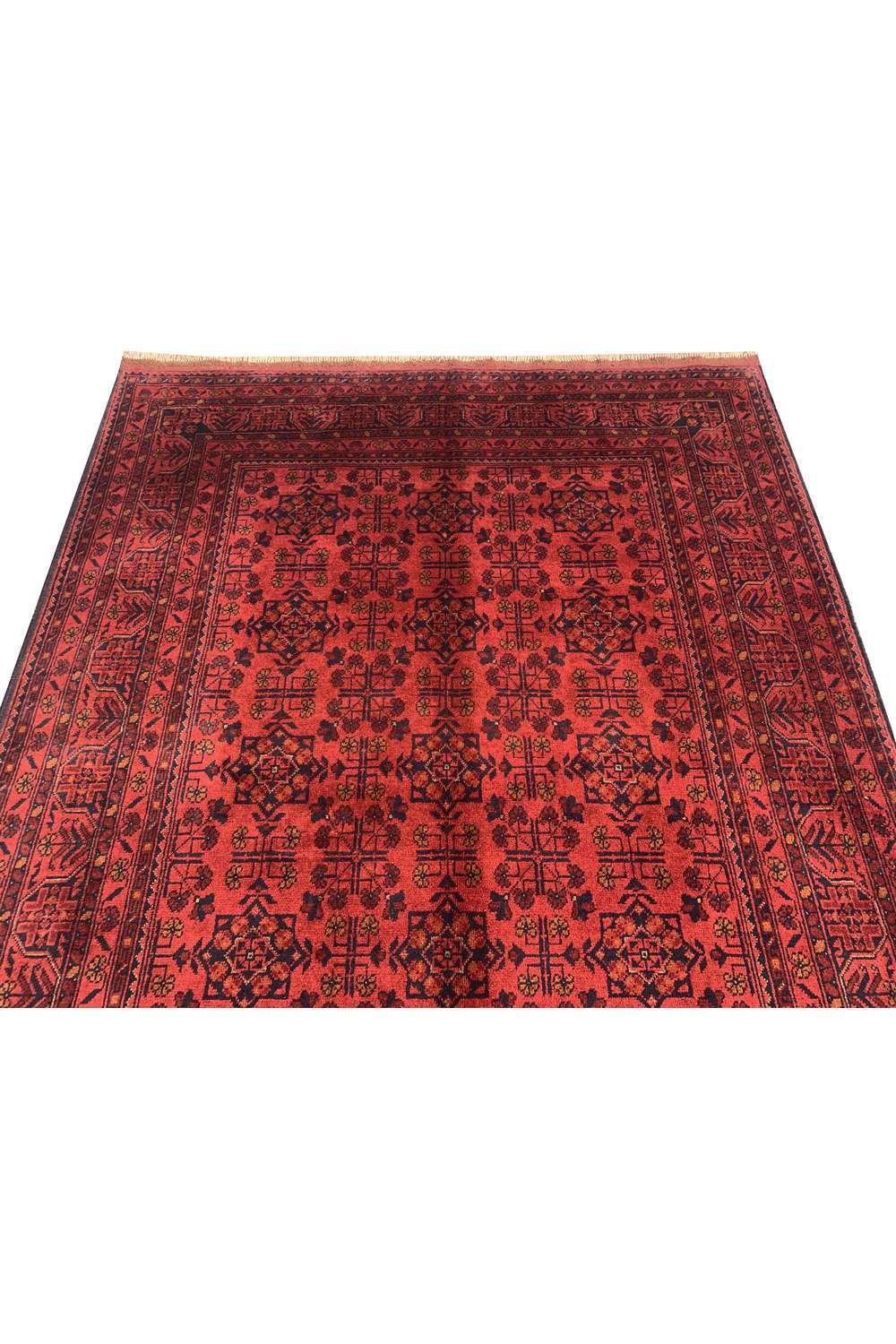 Amazing Hand Knotted Afghan Khal Muhammadi Wool Area Rug 7.7 x 5.8 Ft