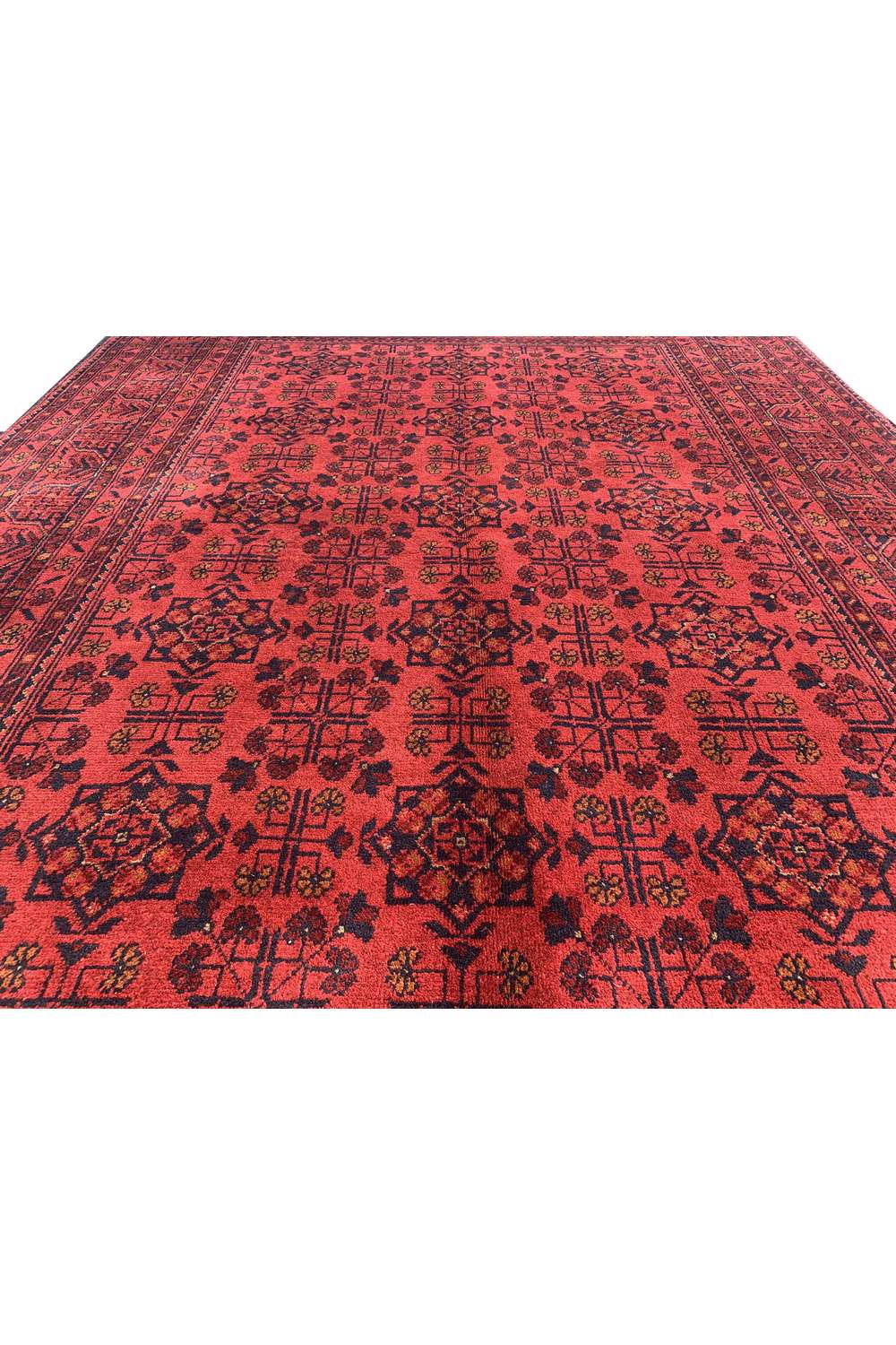Amazing Hand Knotted Afghan Khal Muhammadi Wool Area Rug 7.7 x 5.8 Ft