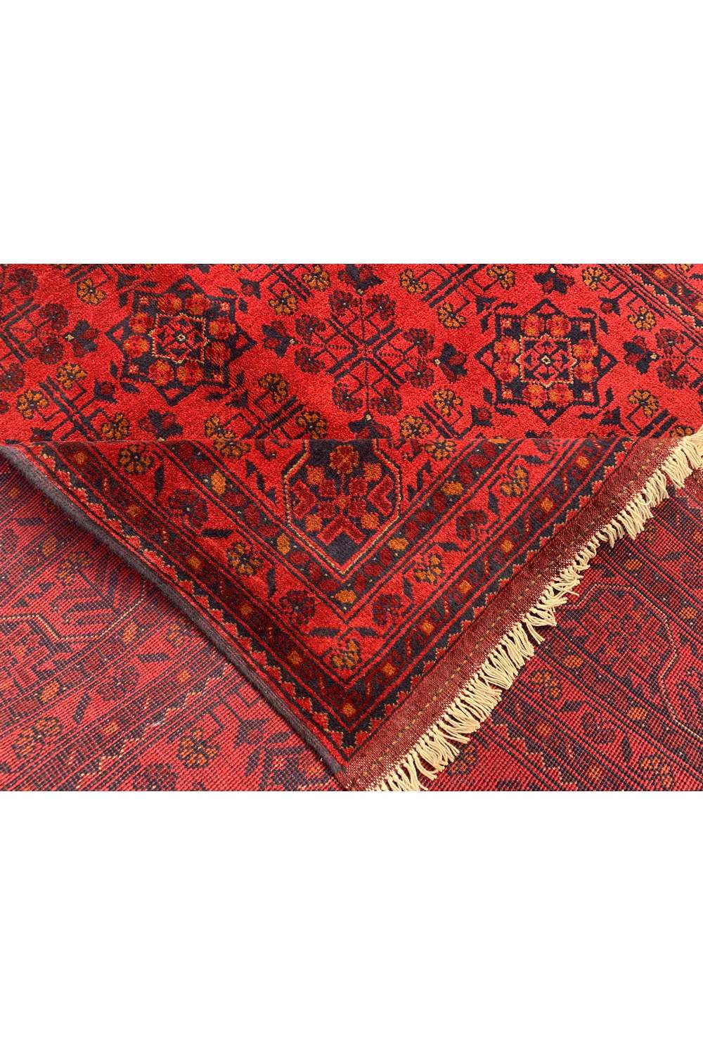 Amazing Hand Knotted Afghan Khal Muhammadi Wool Area Rug 7.7 x 5.8 Ft