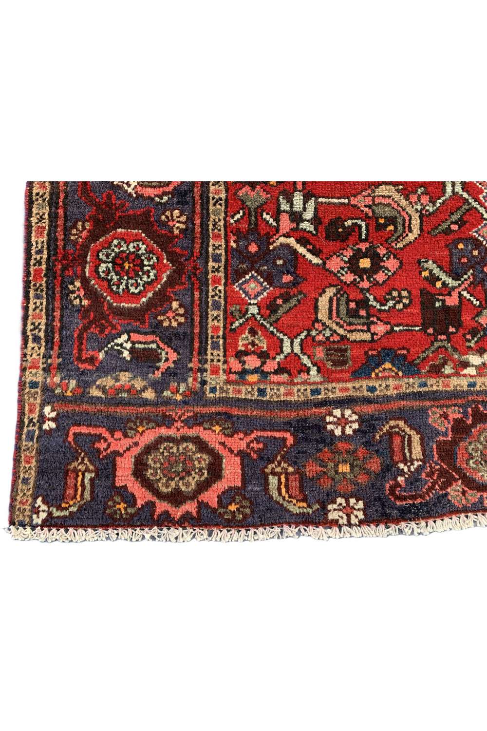 Amazing Hand Knotted Vintage Persian Hamadan Wool Area Rug 6.2 x 4.1 Ft