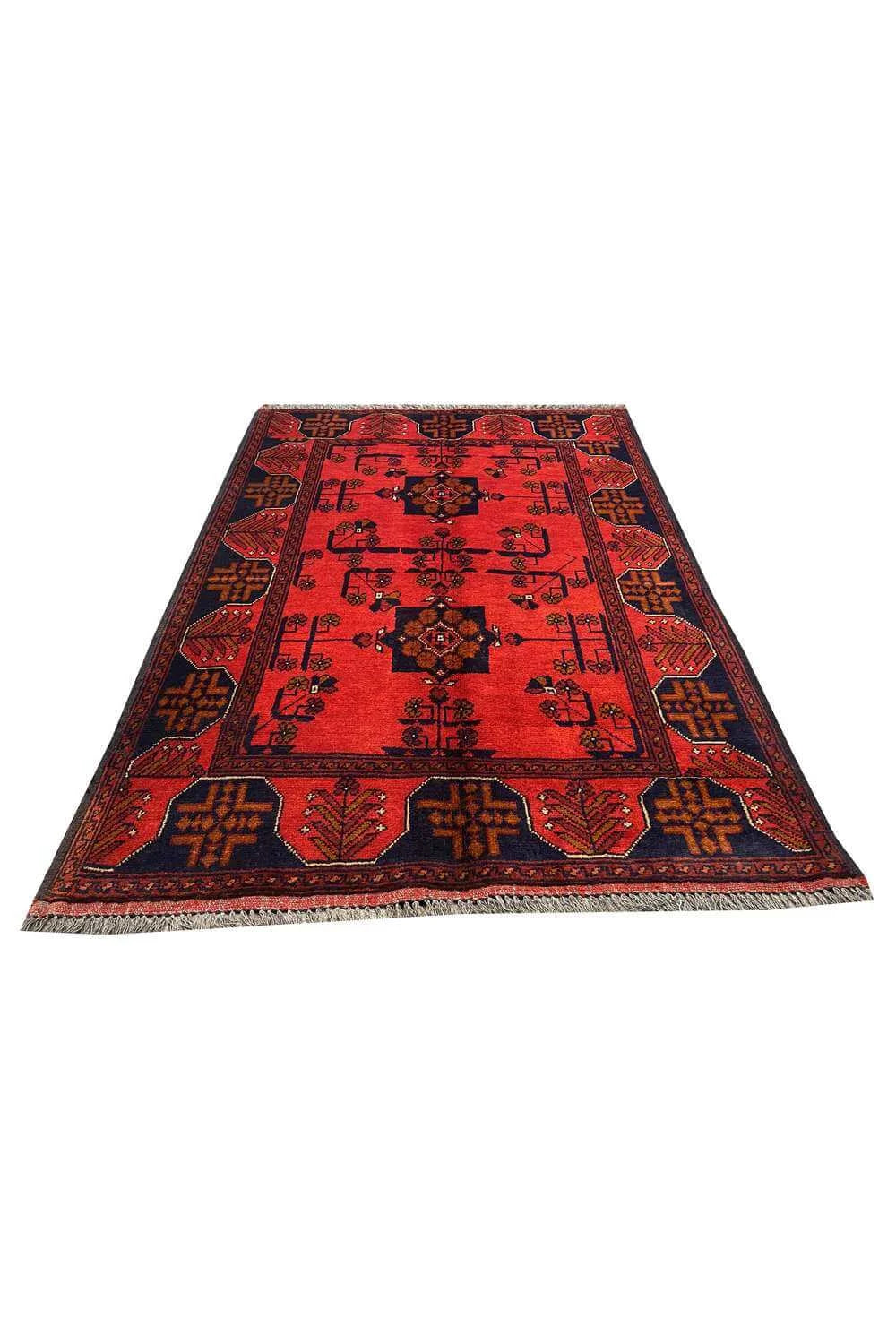 Fine Quality Hand Knotted Afghan Khal Muhammadi Wool Area Rug 4.10 x 3.5 Ft