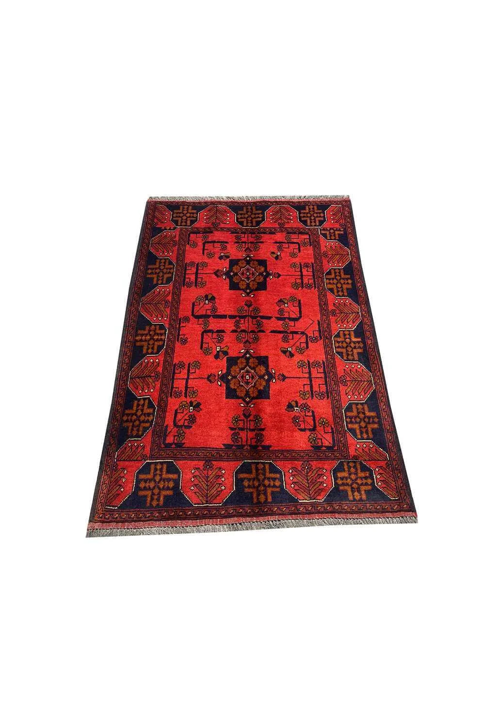 Fine Quality Hand Knotted Afghan Khal Muhammadi Wool Area Rug 4.10 x 3.5 Ft