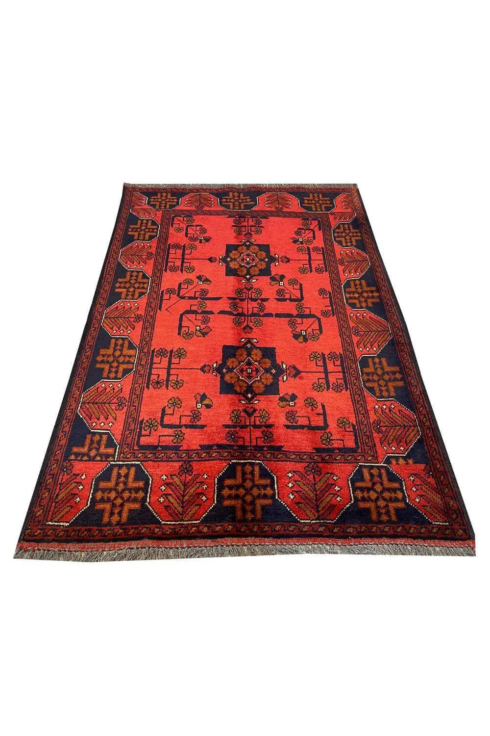 Fine Quality Hand Knotted Afghan Khal Muhammadi Wool Area Rug 4.10 x 3.5 Ft