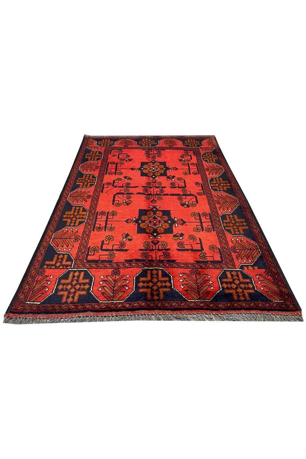 Fine Quality Hand Knotted Afghan Khal Muhammadi Wool Area Rug 4.10 x 3.5 Ft