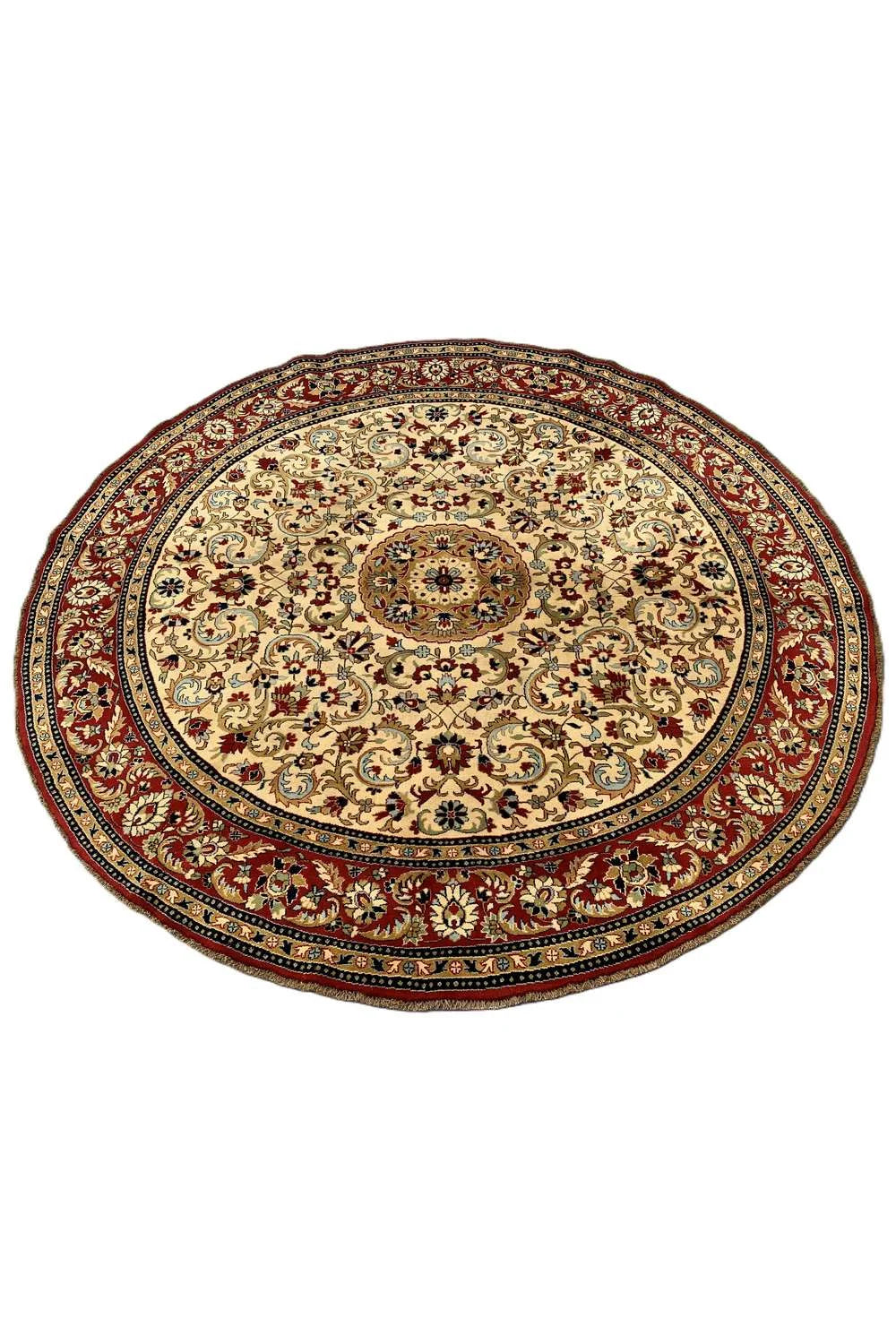 Amazing Hand Knotted Vintage Tabreez Round Wool Area Rug 9 x 8 Ft