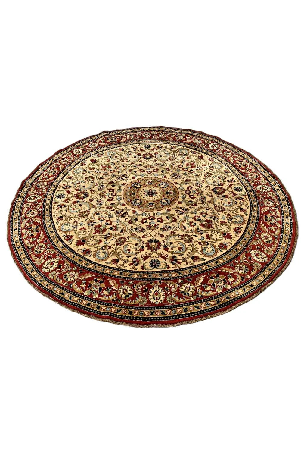 Amazing Hand Knotted Vintage Tabreez Round Wool Area Rug 9 x 8 Ft