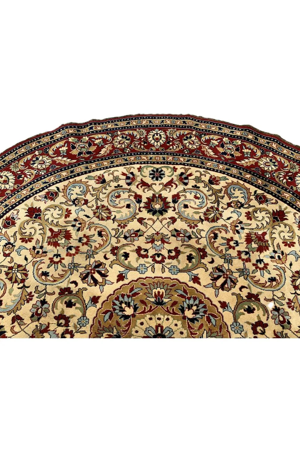 Amazing Hand Knotted Vintage Tabreez Round Wool Area Rug 9 x 8 Ft