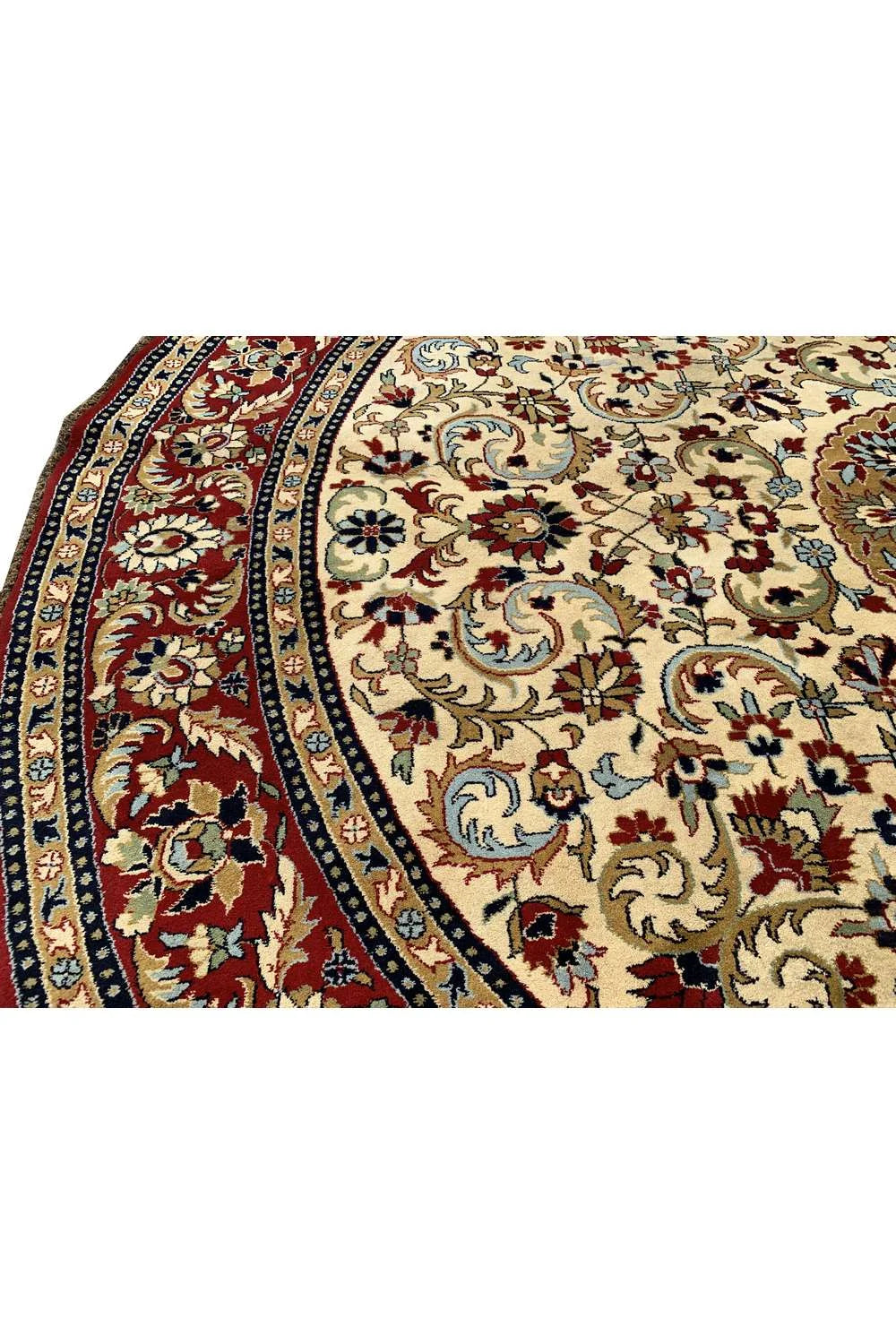 Amazing Hand Knotted Vintage Tabreez Round Wool Area Rug 9 x 8 Ft