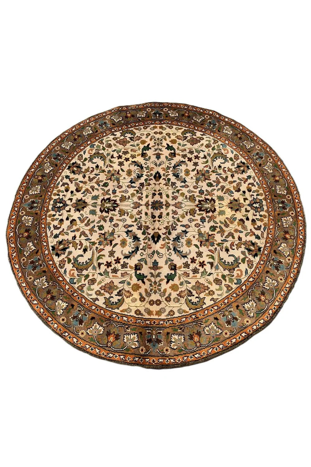 Amazing Hand Knotted Vintage Tabreez Round Wool Area Rug 6.3 x 6.2 Ft