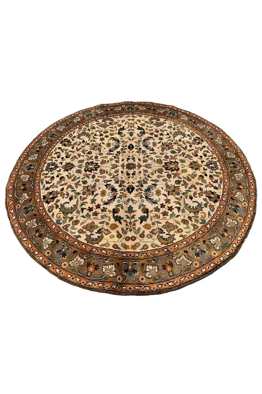 Amazing Hand Knotted Vintage Tabreez Round Wool Area Rug 6.3 x 6.2 Ft