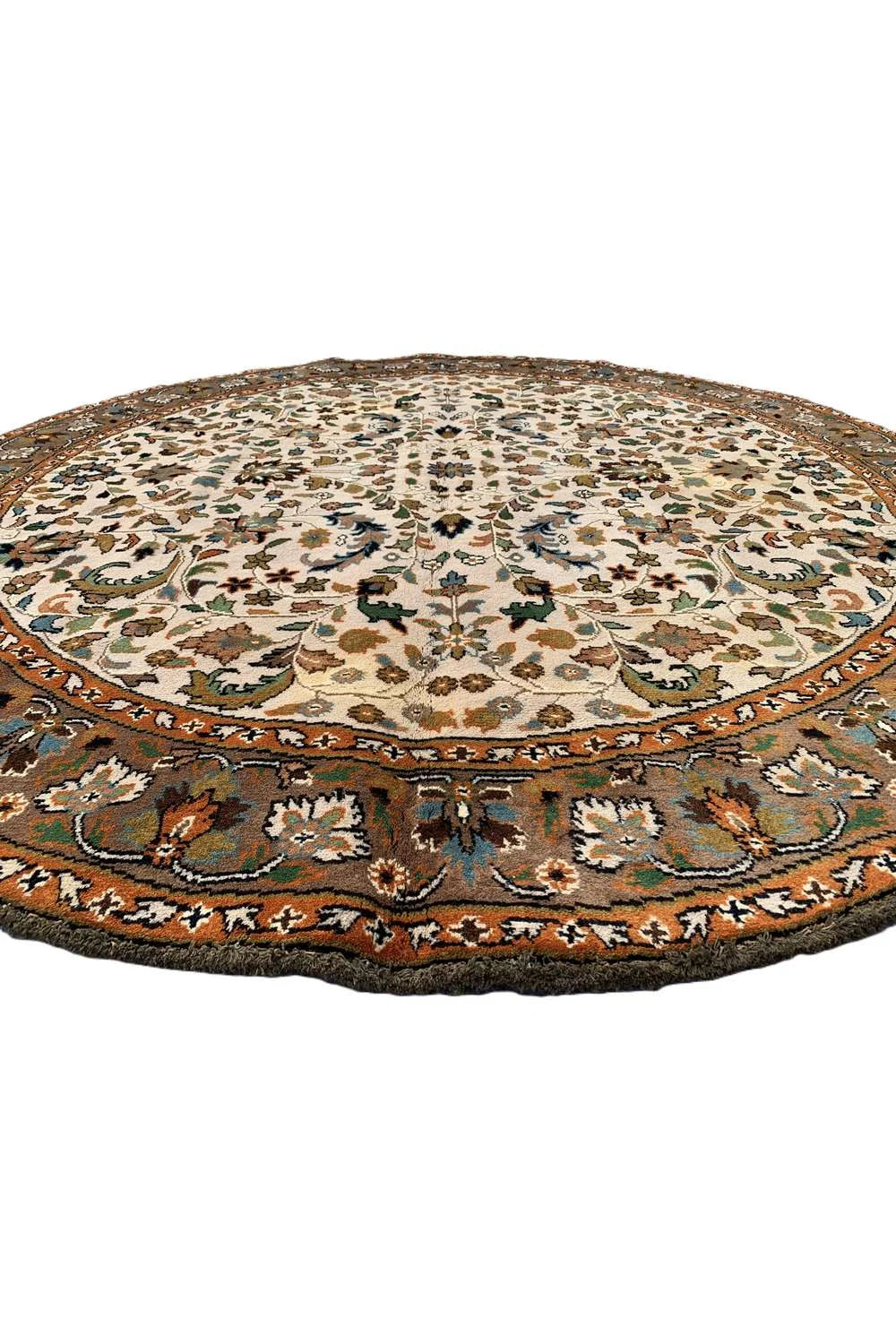Amazing Hand Knotted Vintage Tabreez Round Wool Area Rug 6.3 x 6.2 Ft