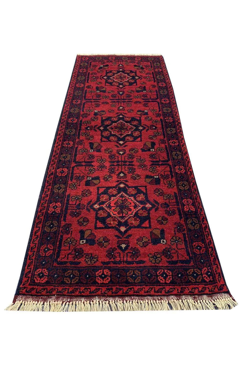 Fine Quality Hand Knotted Afghan Khal Muhammadi Wool Area Rug 4.11 x 1.9 Ft