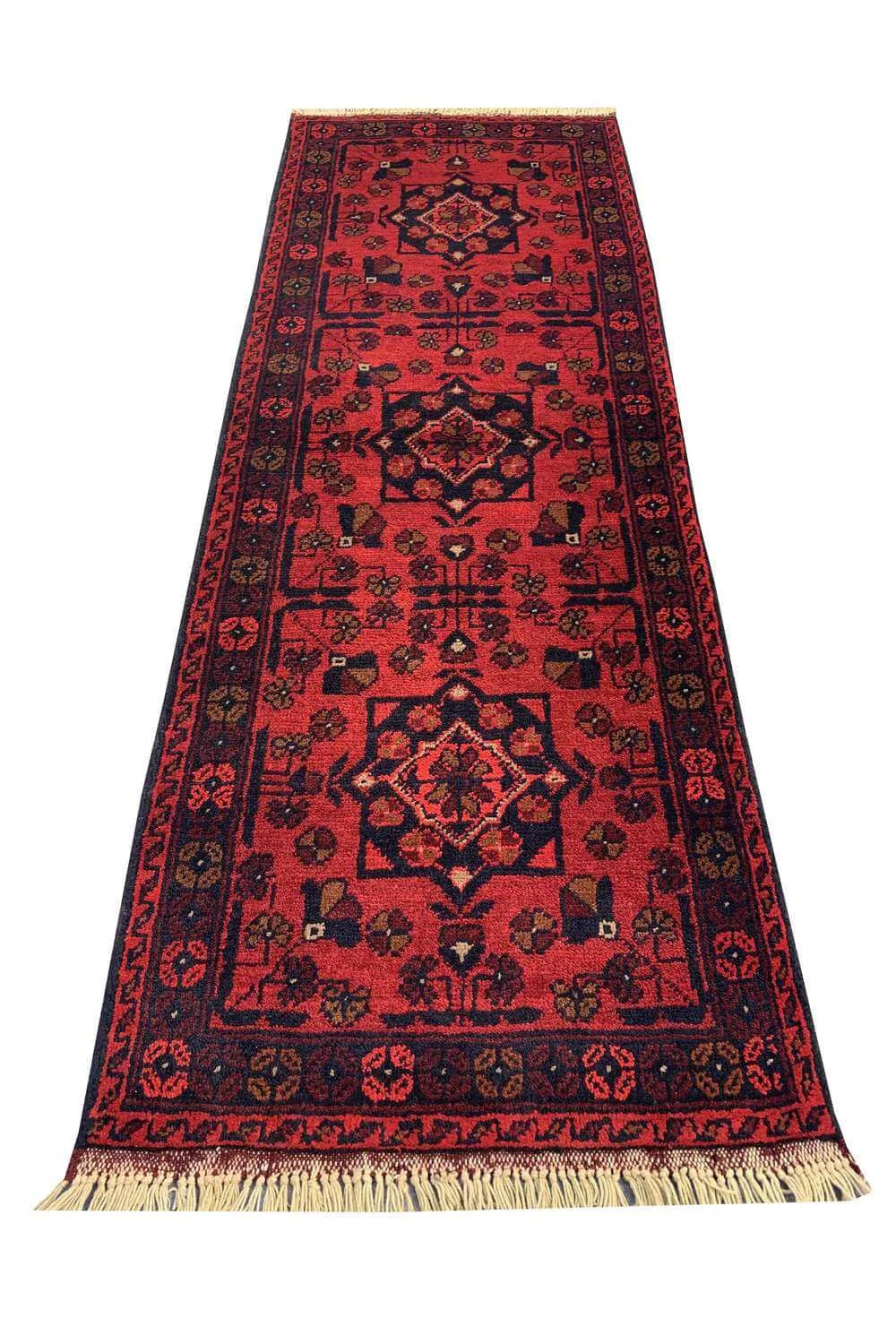 Fine Quality Hand Knotted Afghan Khal Muhammadi Wool Area Rug 4.11 x 1.9 Ft