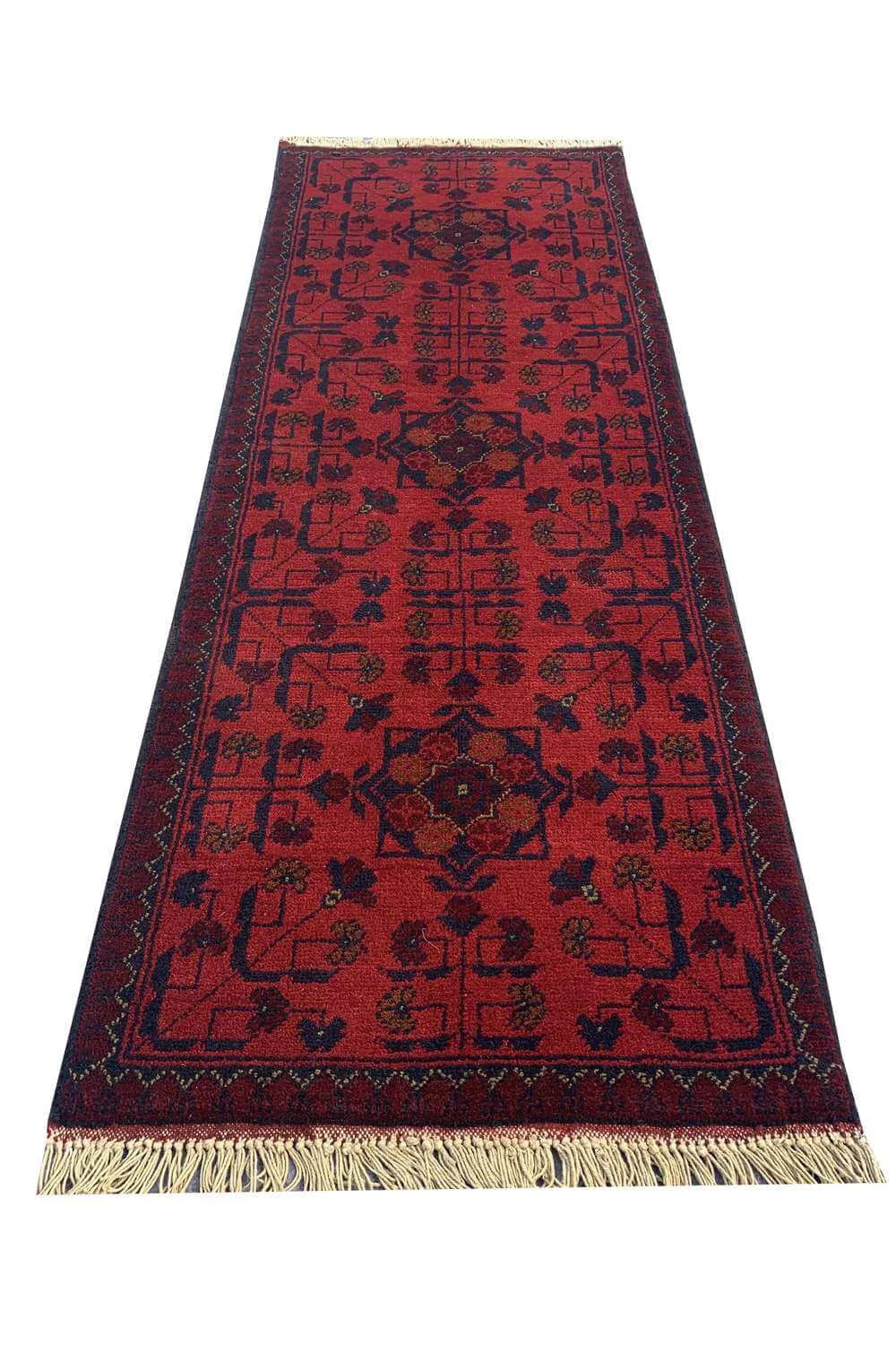 Fine Quality Hand Knotted Afghan Khal Muhammadi Wool Area Rug 4.9 x 1.8 Ft