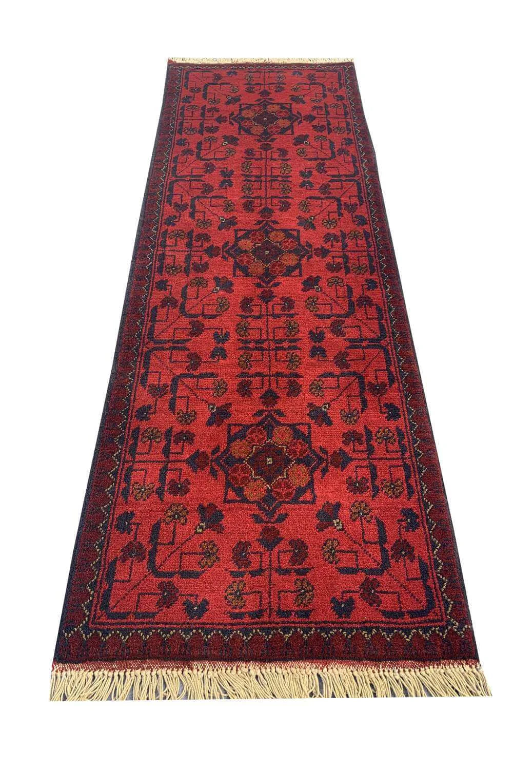 Fine Quality Hand Knotted Afghan Khal Muhammadi Wool Area Rug 4.9 x 1.8 Ft