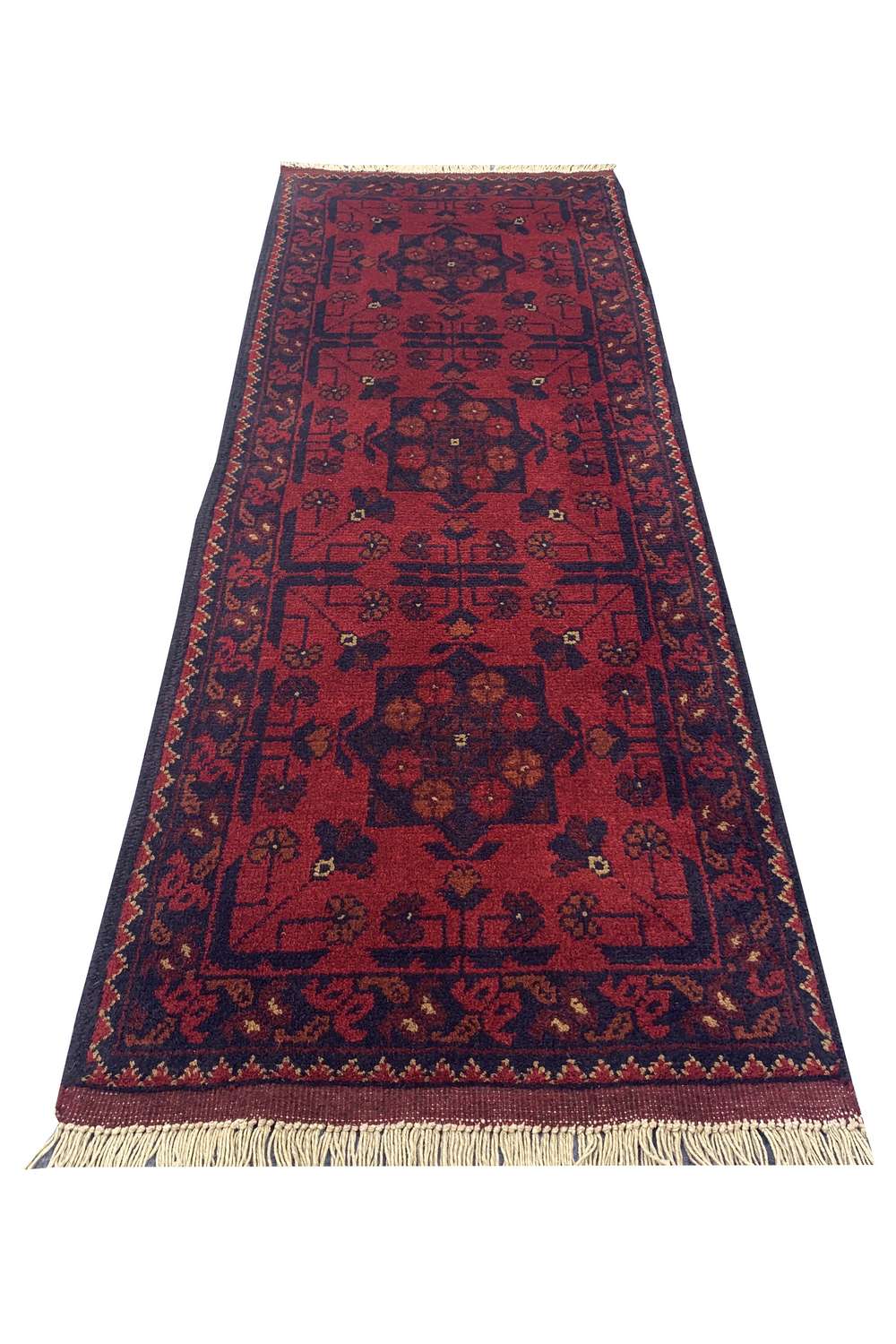 Fine Quality Hand Knotted Afghan Khal Muhammadi Wool Area Rug 4.9 x 1.9 Ft