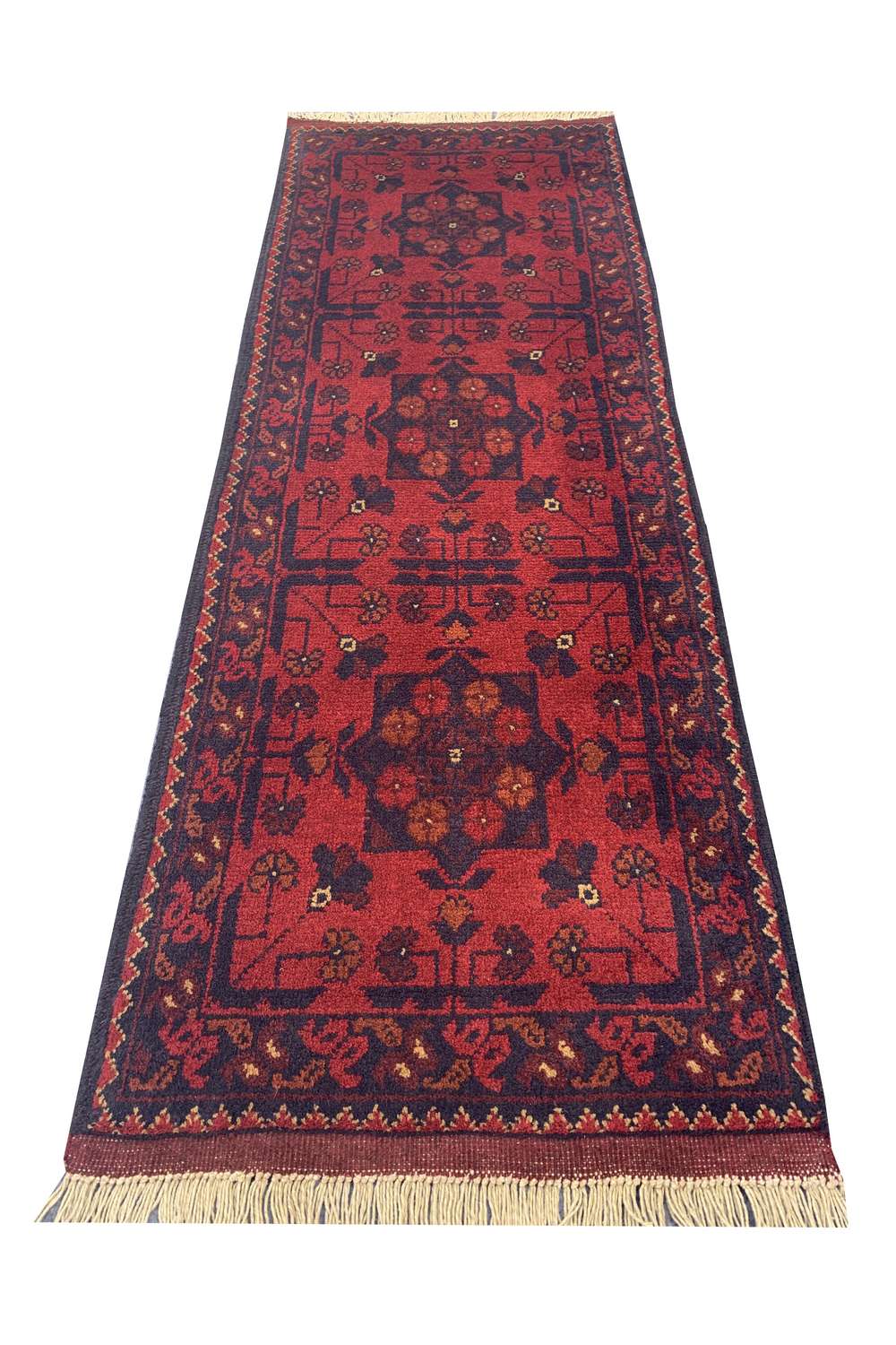 Fine Quality Hand Knotted Afghan Khal Muhammadi Wool Area Rug 4.9 x 1.9 Ft