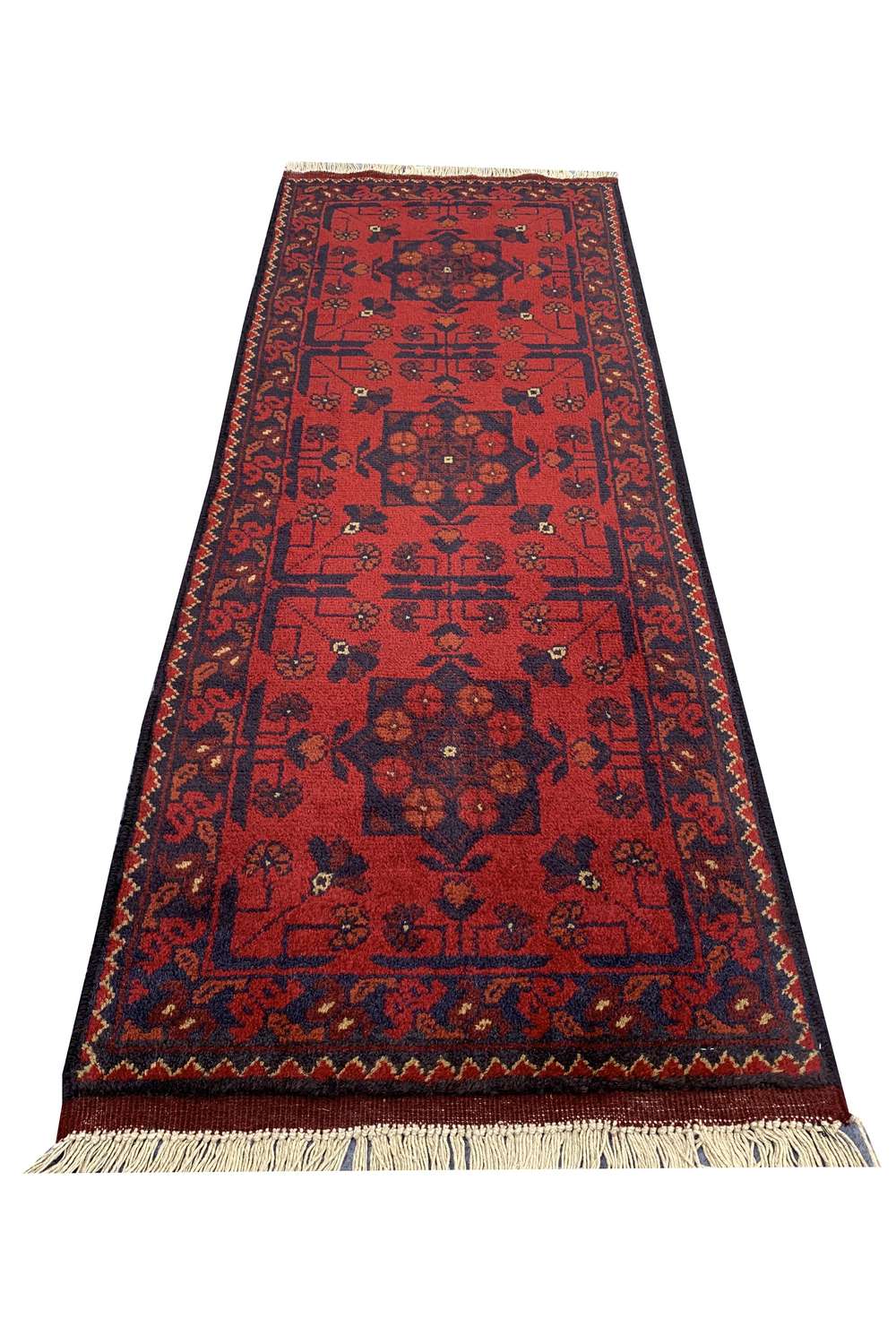 Fine Quality Hand Knotted Afghan Khal Muhammadi Wool Area Rug 4.9 x 1.9 Ft