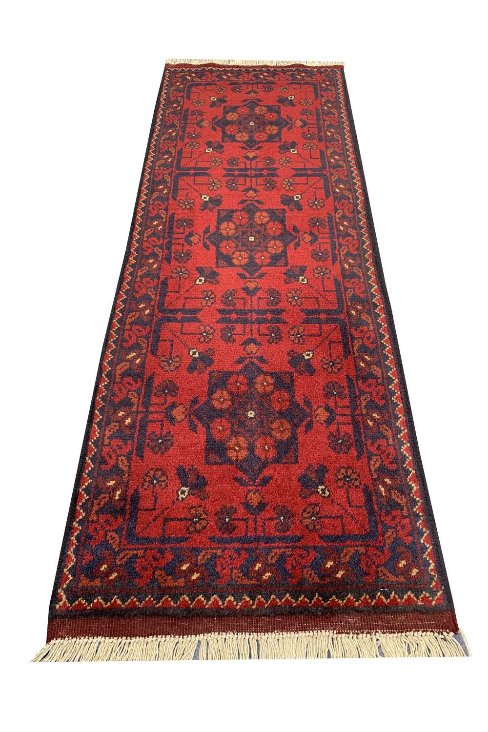 Fine Quality Hand Knotted Afghan Khal Muhammadi Wool Area Rug 4.9 x 1.9 Ft