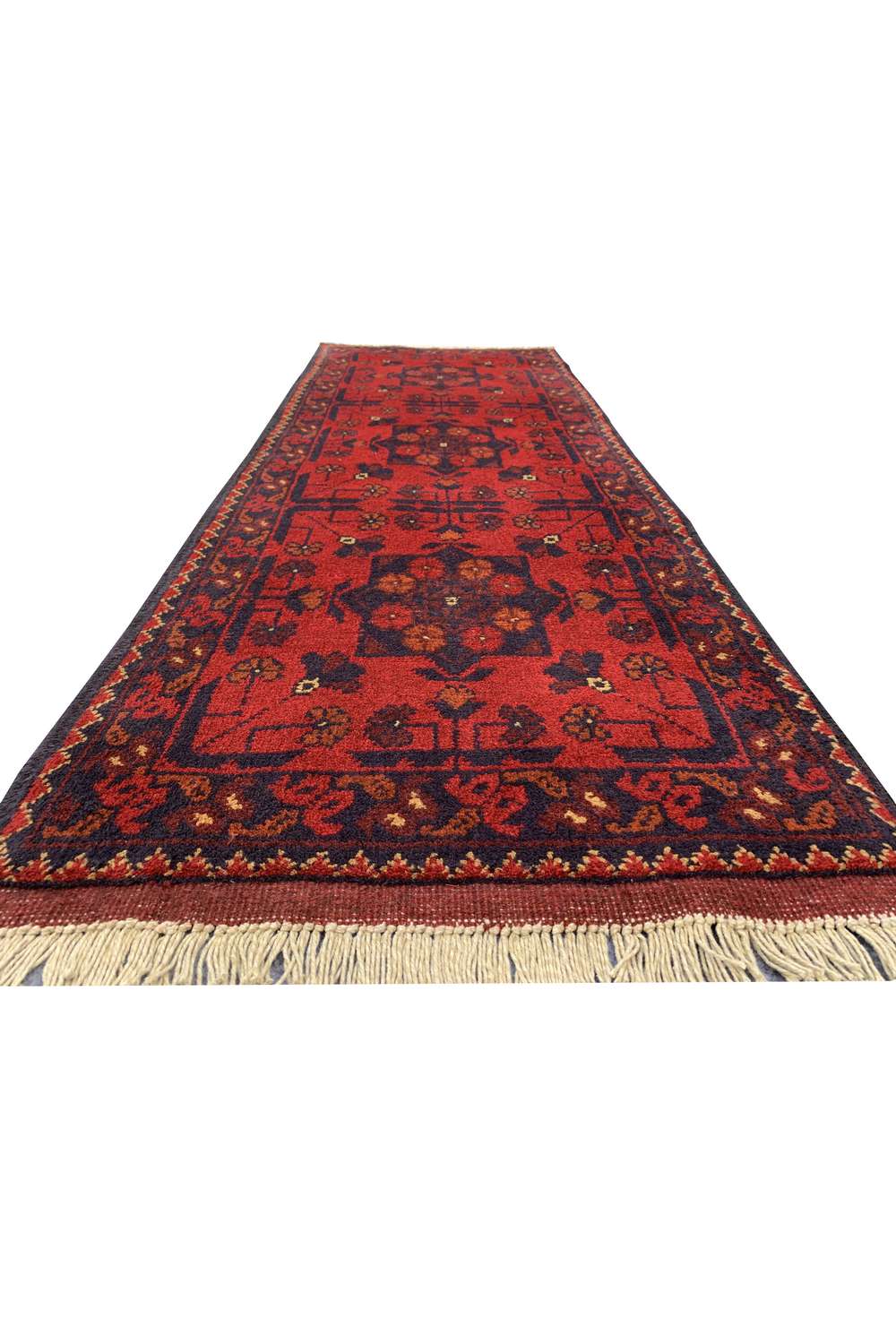 Fine Quality Hand Knotted Afghan Khal Muhammadi Wool Area Rug 4.9 x 1.9 Ft