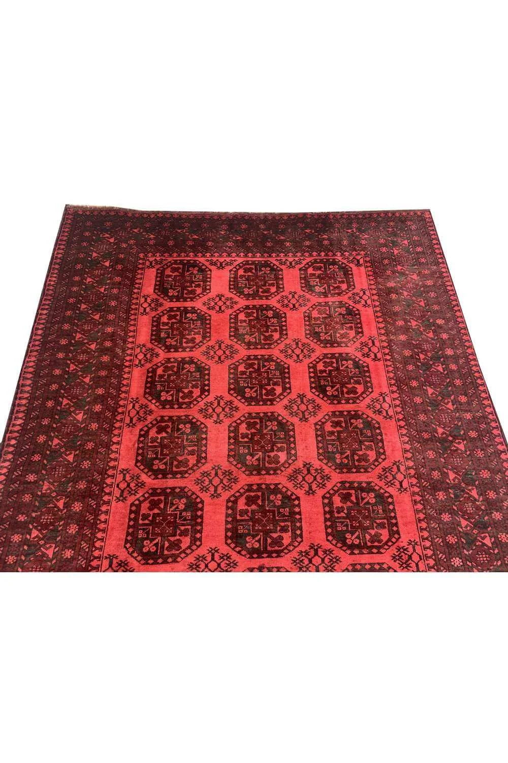 Rare Hand Knotted Vintage Afghan Turkmen Dowlatabad Moori Wool Area Rug 8.5 x 6.6 Ft