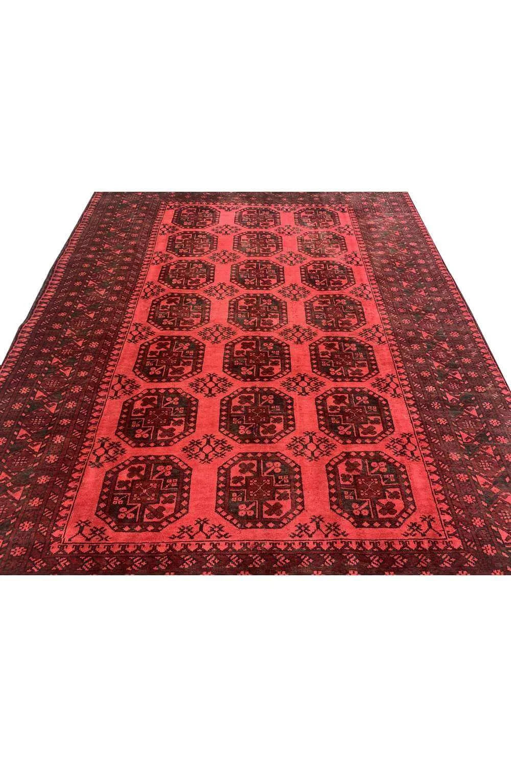 Rare Hand Knotted Vintage Afghan Turkmen Dowlatabad Moori Wool Area Rug 8.5 x 6.6 Ft