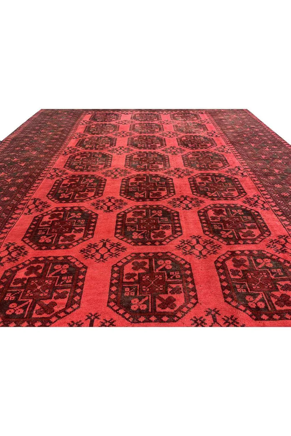 Rare Hand Knotted Vintage Afghan Turkmen Dowlatabad Moori Wool Area Rug 8.5 x 6.6 Ft