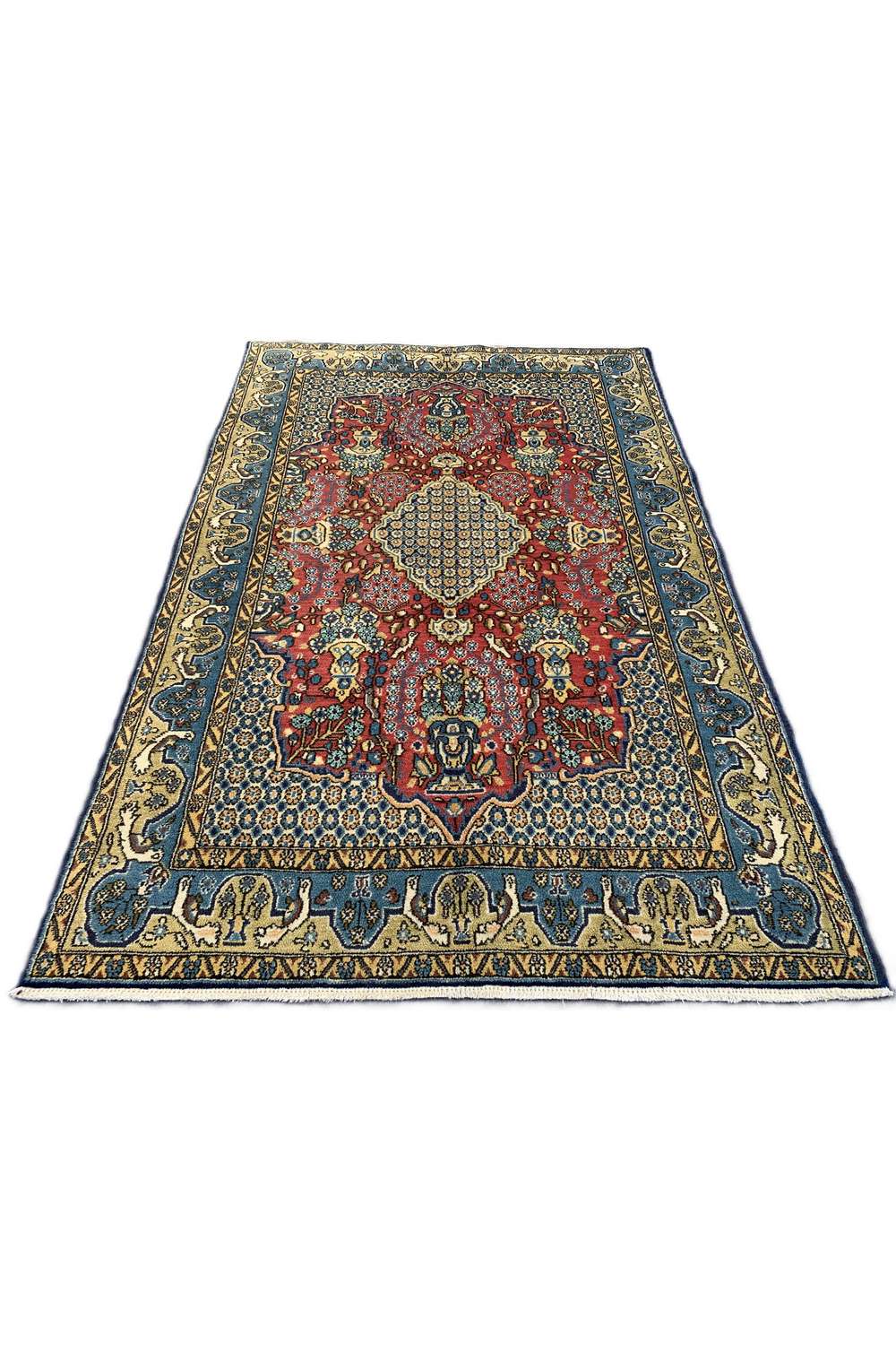 Amazing Hand Knotted Vintage Persian Kashmaar Wool Area Rug 5.3 x 3.6 Ft