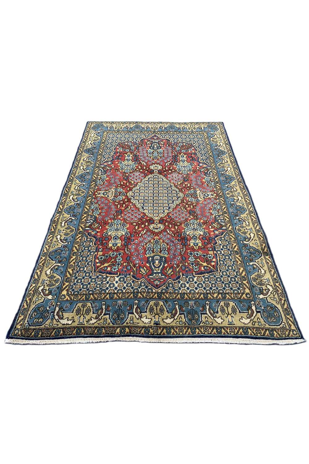 Amazing Hand Knotted Vintage Persian Kashmaar Wool Area Rug 5.3 x 3.6 Ft