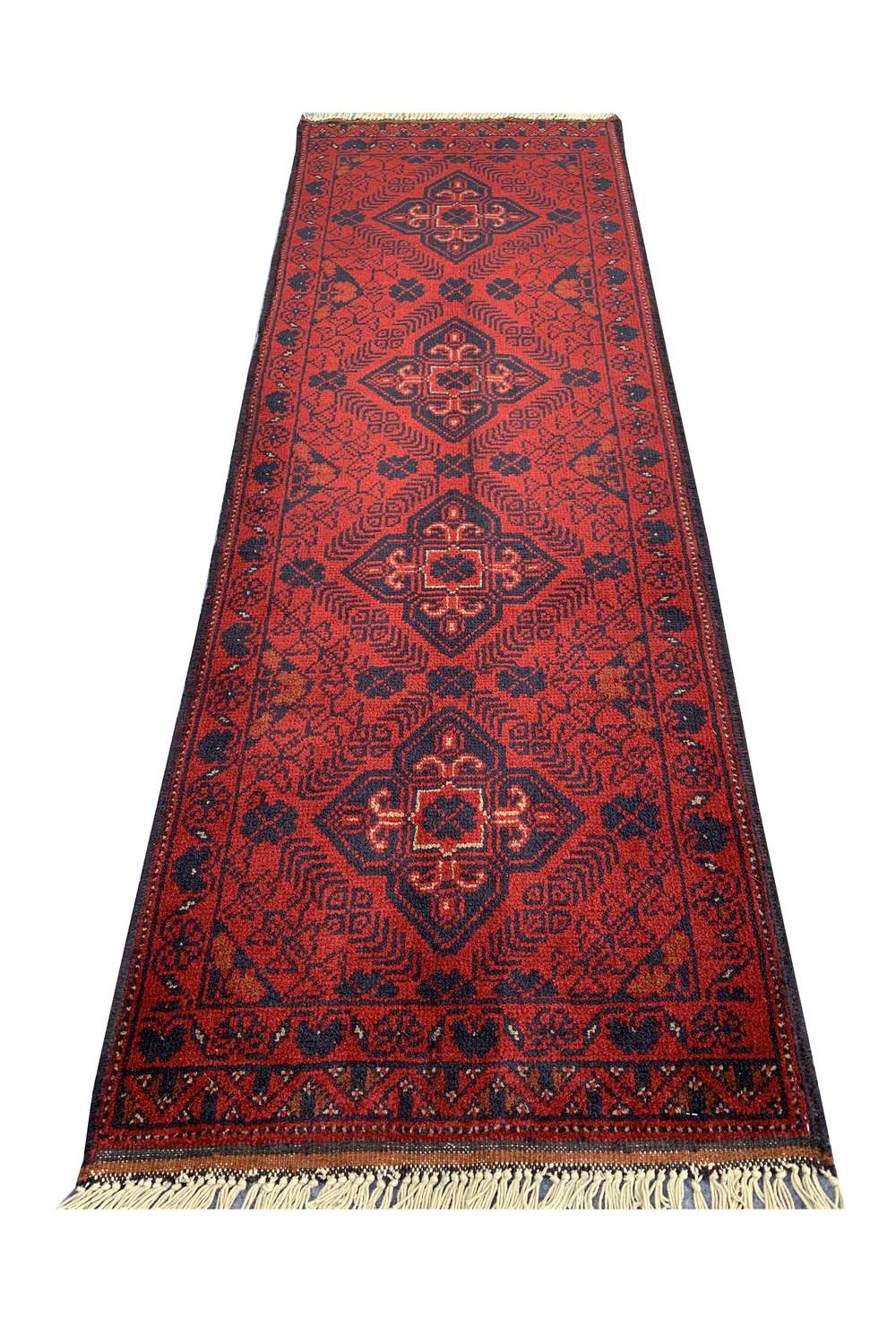 Fine Quality Hand Knotted Afghan Khal Muhammadi Wool Area Rug 5.0 x 1.9 Ft