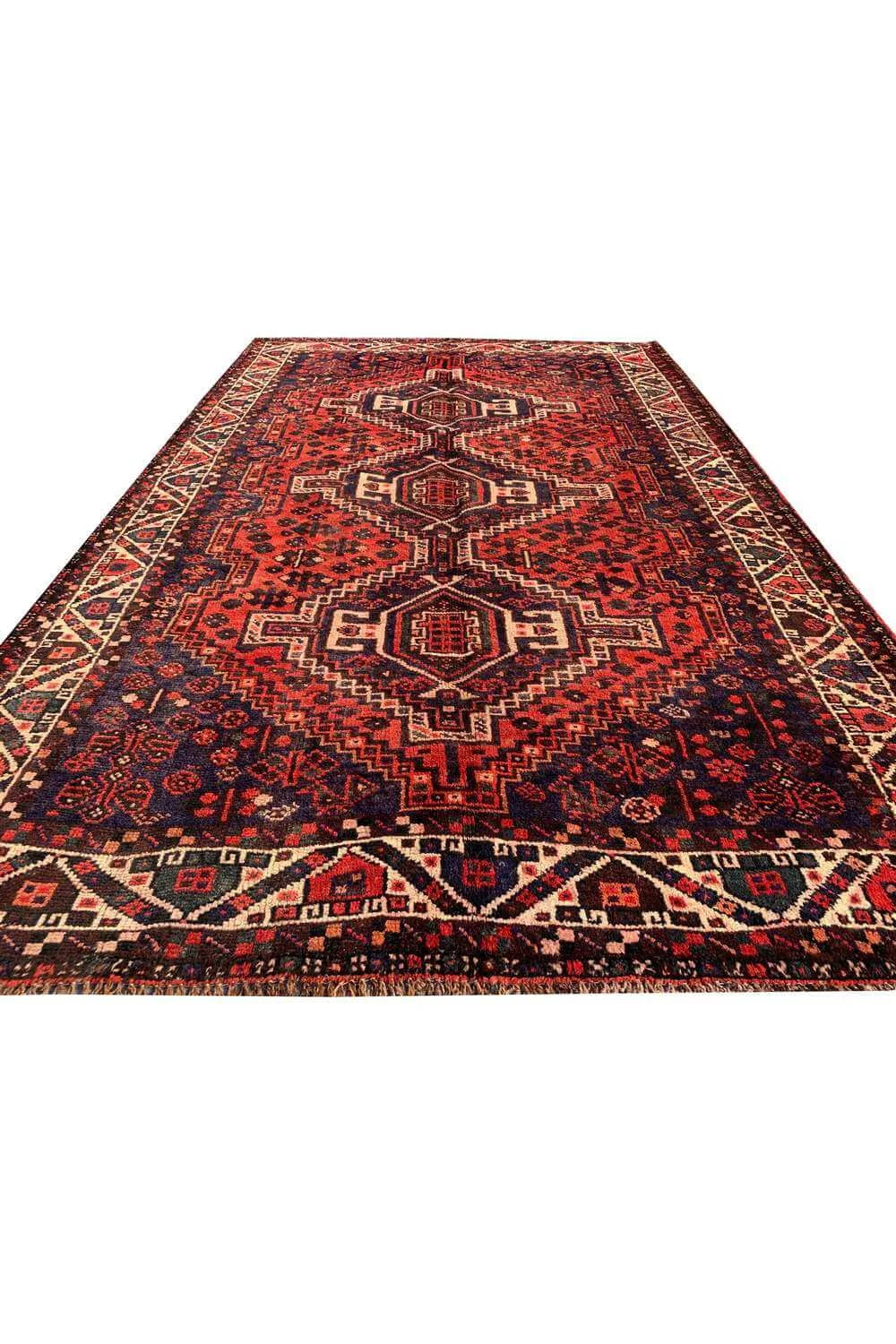 Authentic Hand Knotted Vintage Shrz Pictorial Wool Area Rug  7.10 x 4.11 Ft