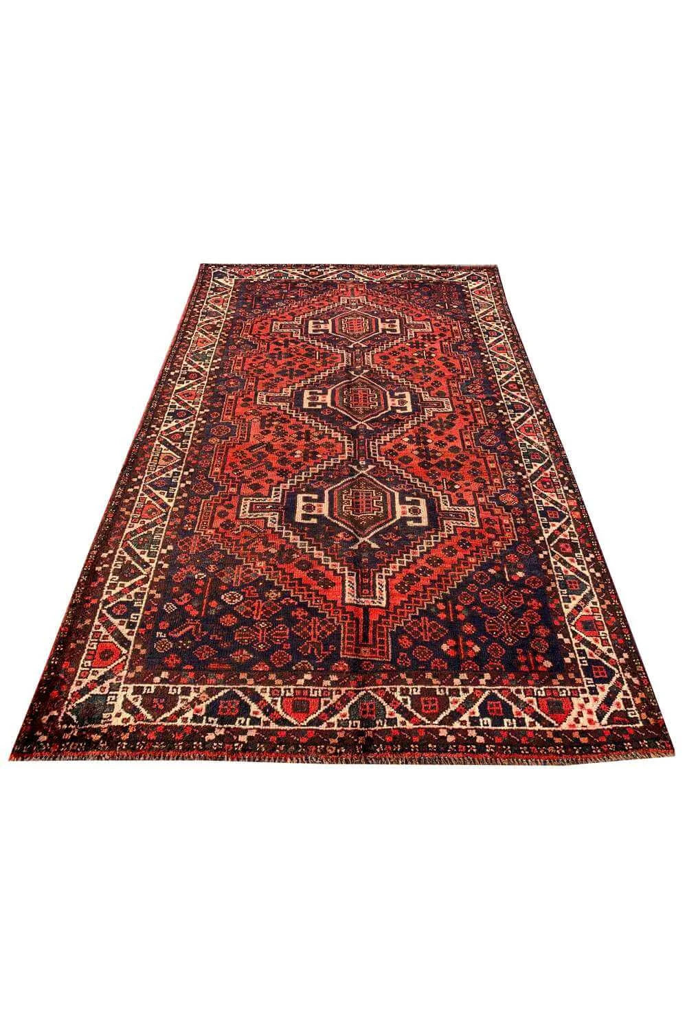 Authentic Hand Knotted Vintage Shrz Pictorial Wool Area Rug  7.10 x 4.11 Ft