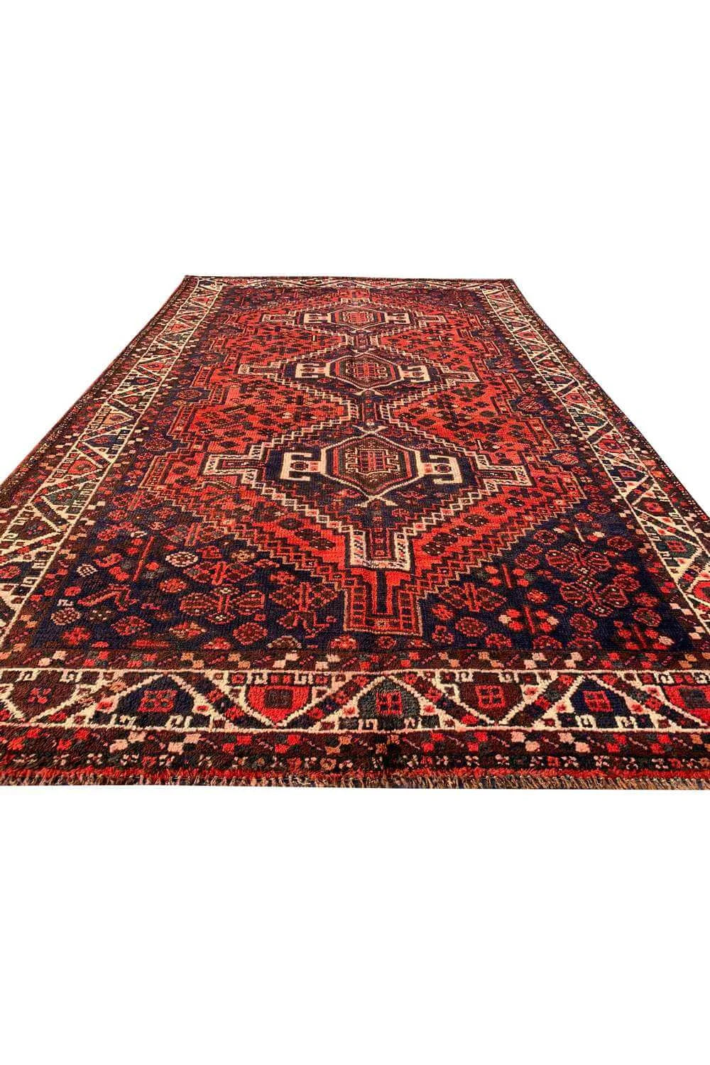 Authentic Hand Knotted Vintage Shrz Pictorial Wool Area Rug  7.10 x 4.11 Ft