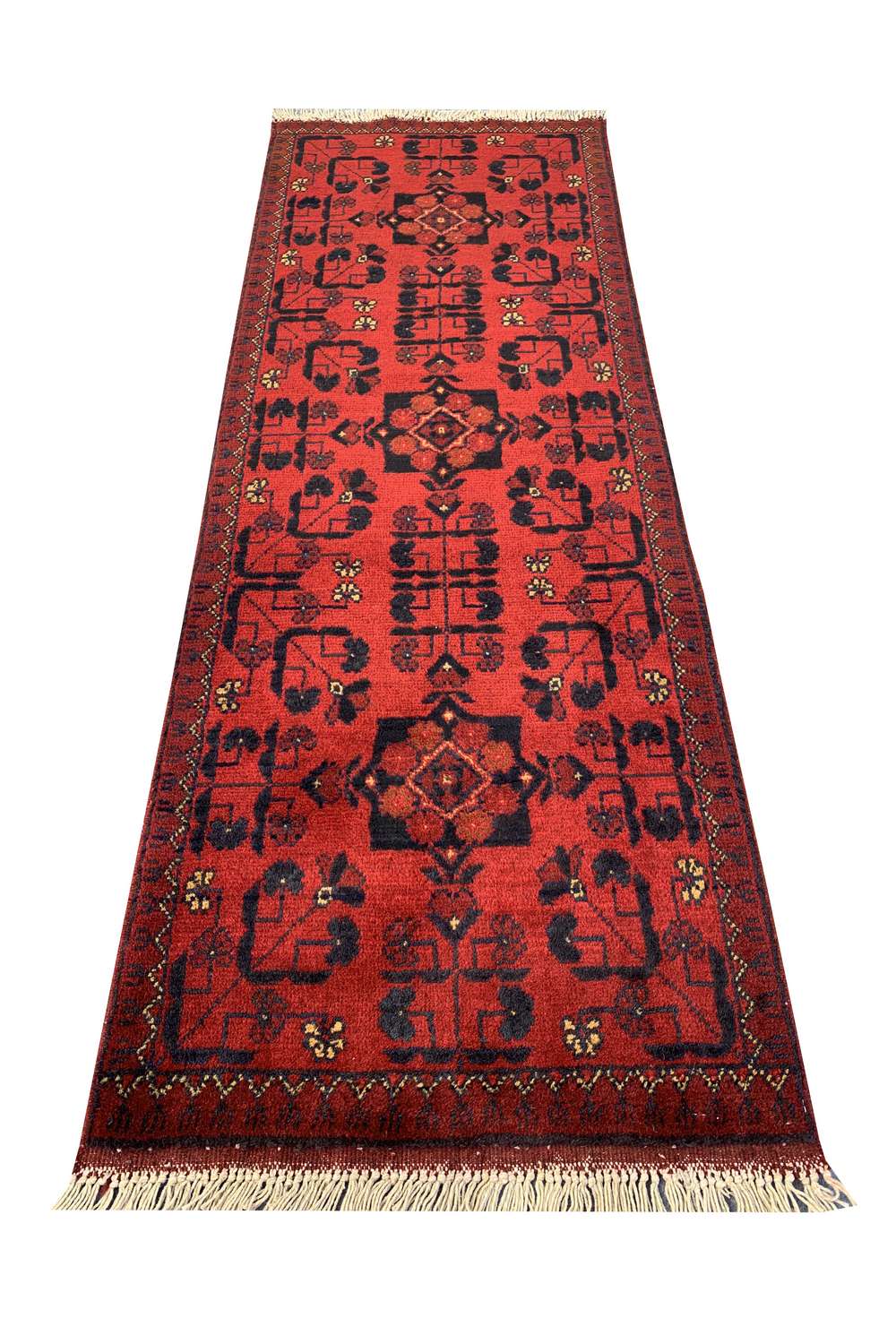 Fine Quality Hand Knotted Afghan Khal Muhammadi Wool Area Rug 4.10 x 1.9 Ft