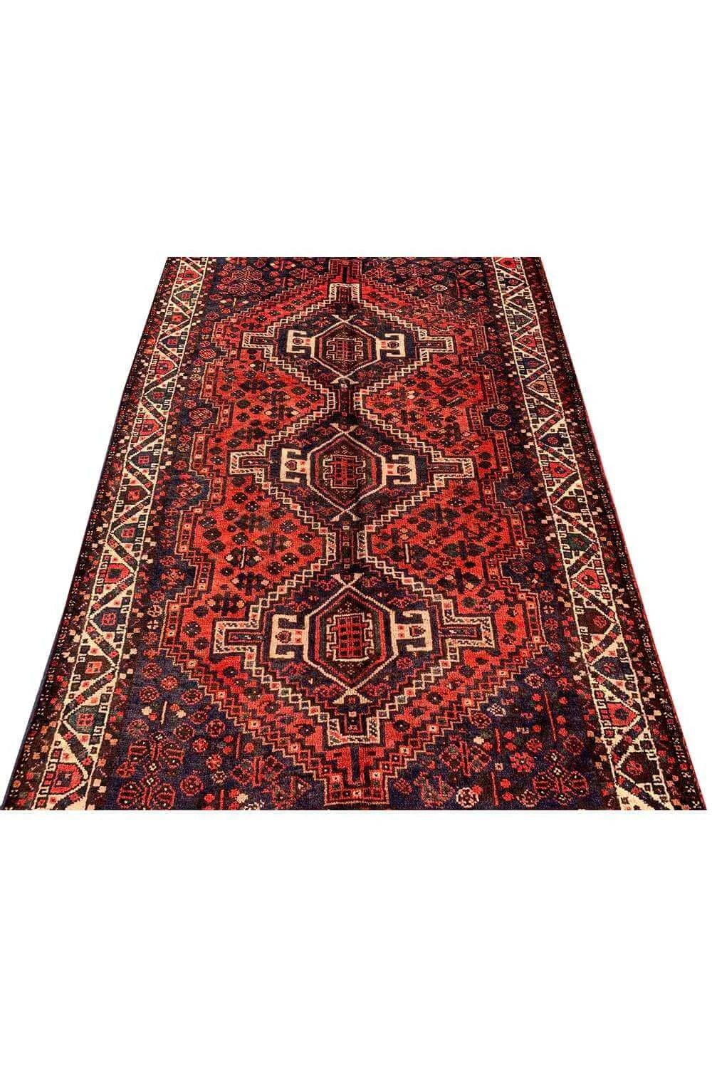 Authentic Hand Knotted Vintage Shrz Pictorial Wool Area Rug  7.10 x 4.11 Ft